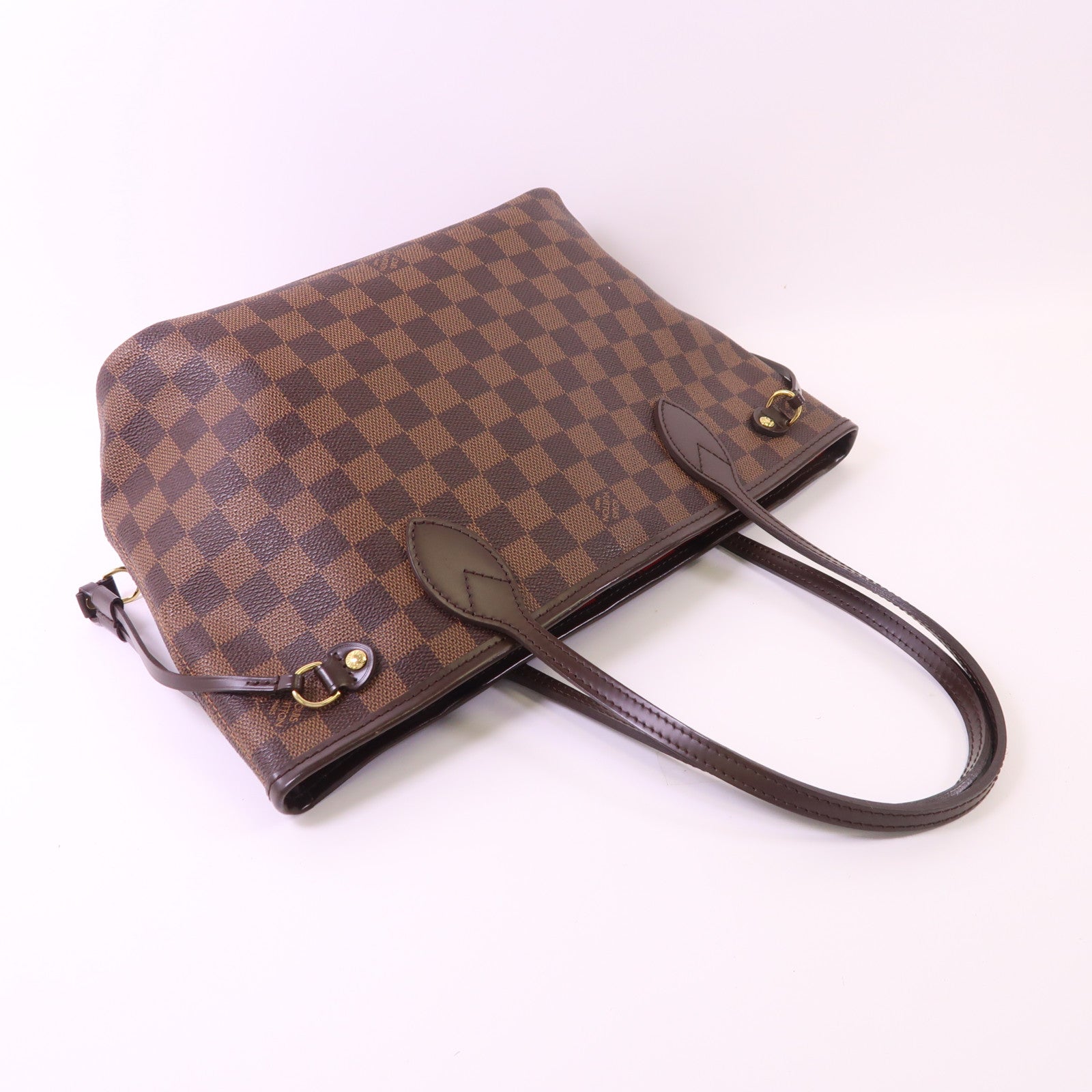 LOUIS VUITTON Damier Neverfull PM金扣手挽袋
