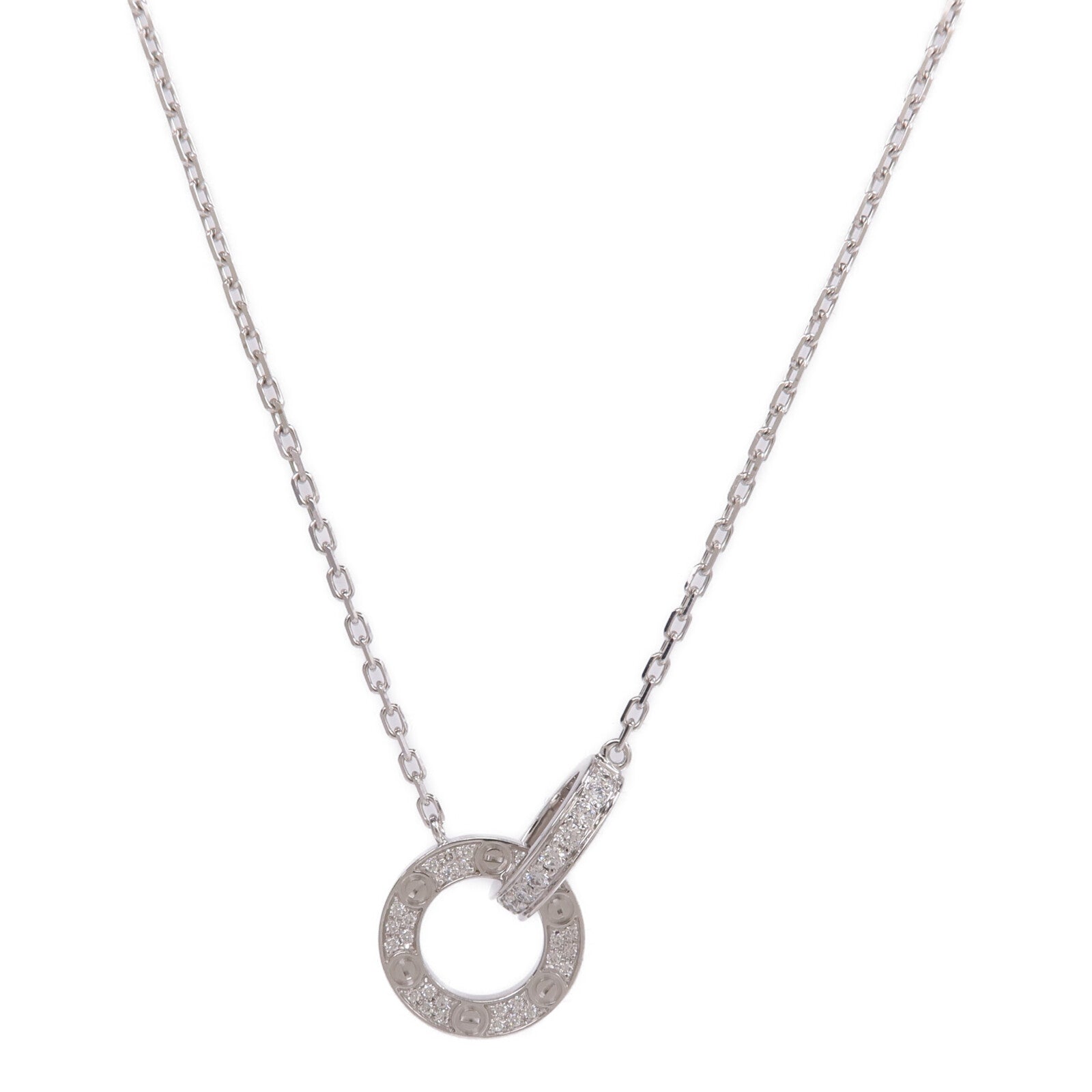 CARTIER 18K白金Love Necklace鑽石項鍊