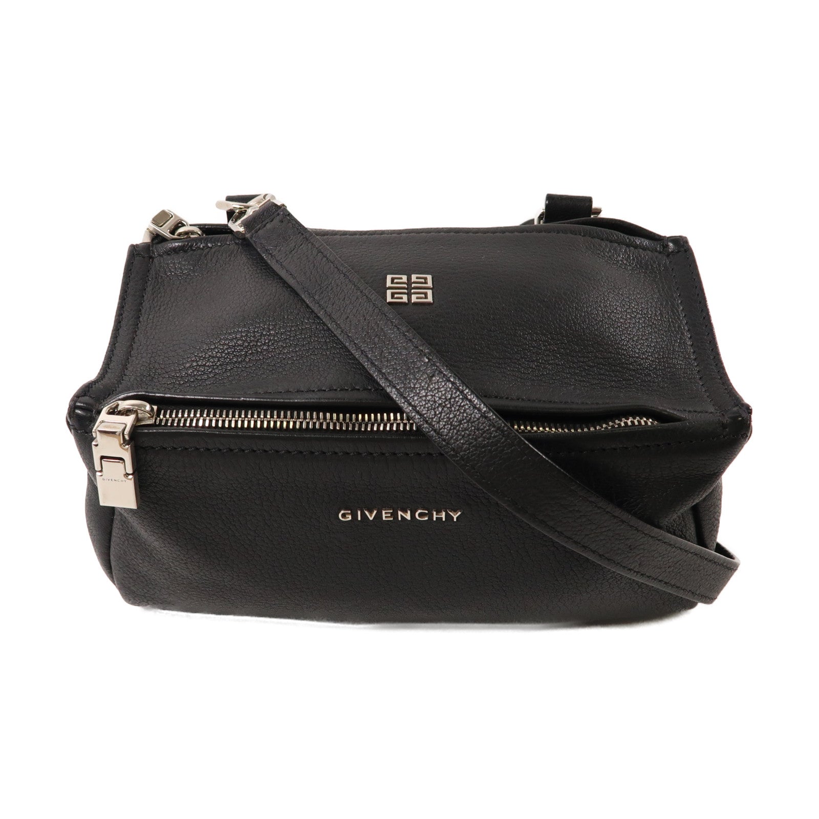 GIVENCHY 牛皮皮革Pandora Shoulder Bag銀扣肩背袋黑色