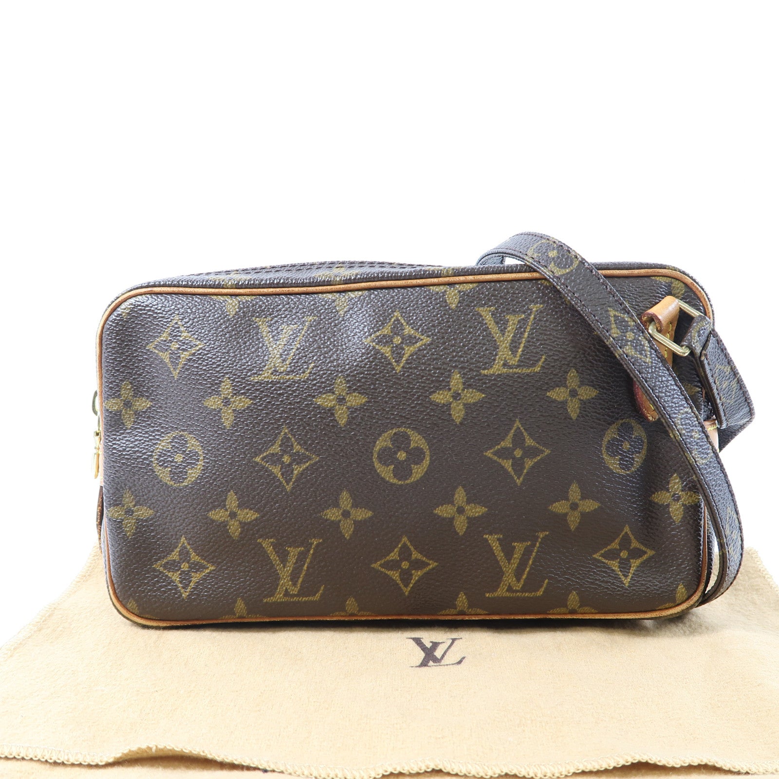 LOUIS VUITTON Monogram Pochette Marly Bandouliere金扣肩背袋啡色