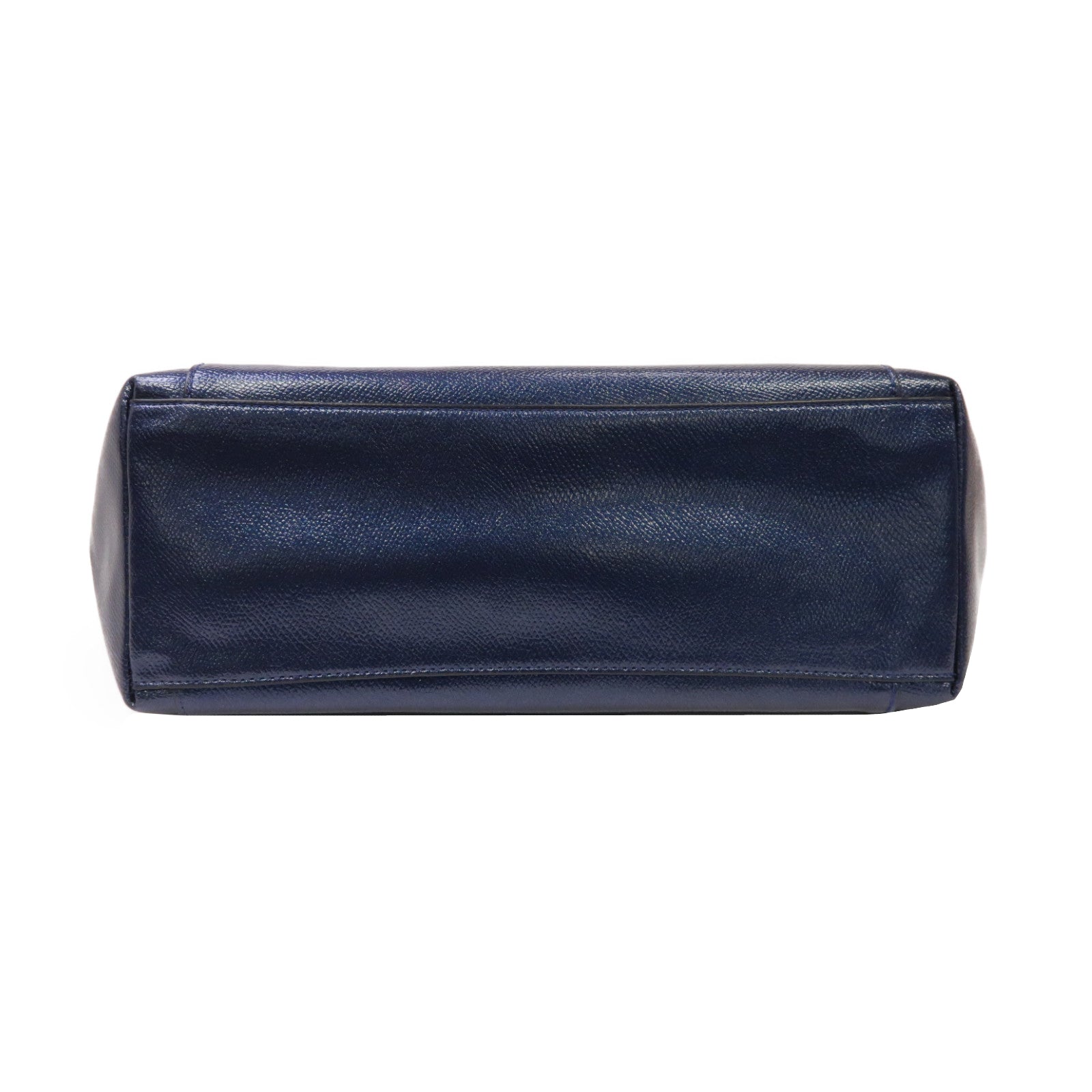 COACH 皮革Tote Bag銀扣手挽袋藍色