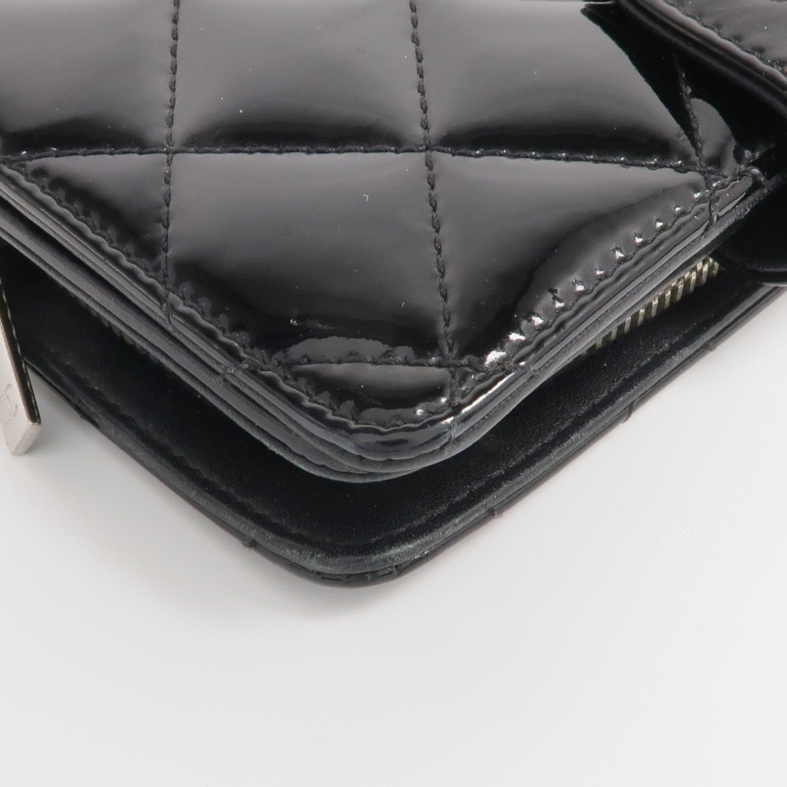CHANEL 漆皮皮革Wallet銀扣錢包