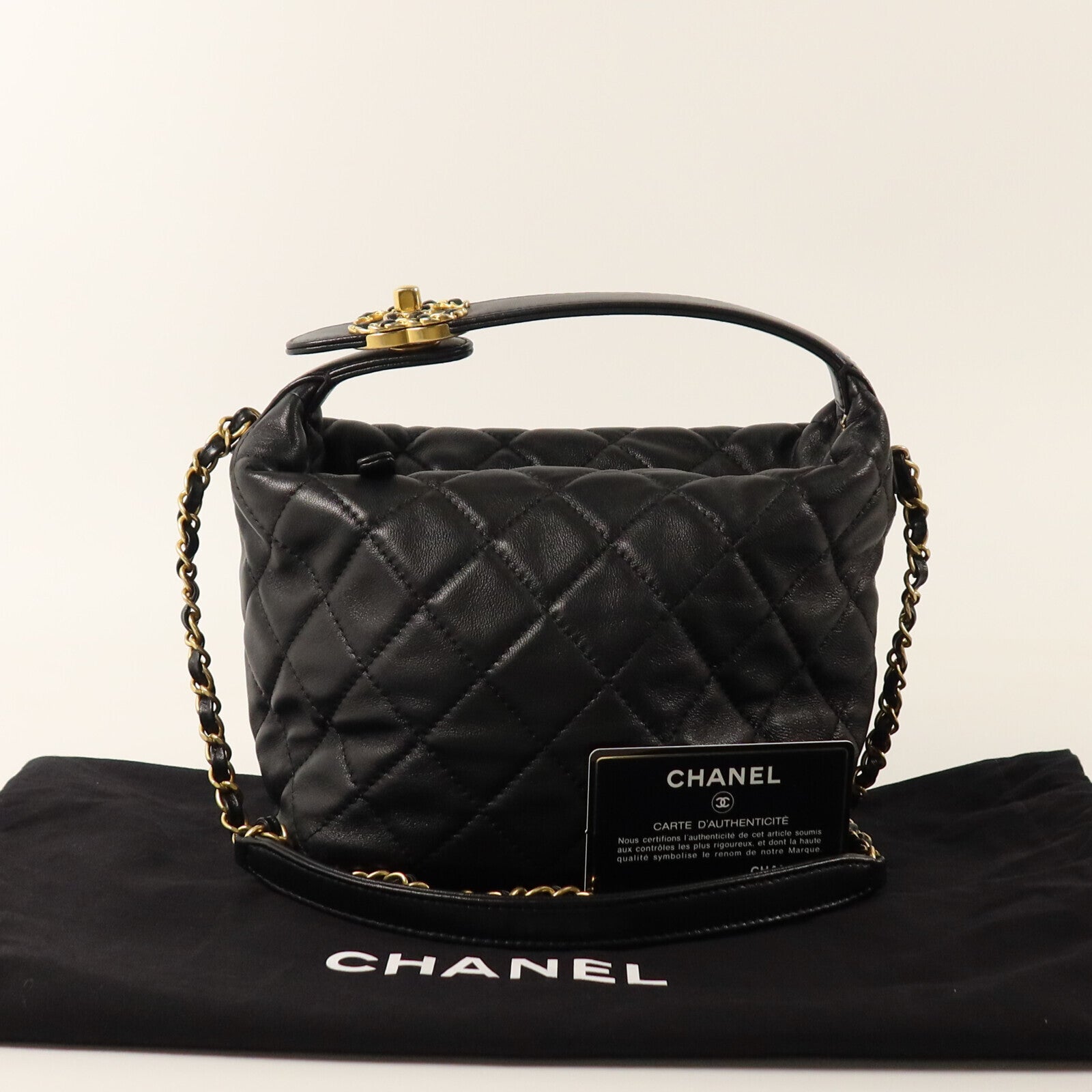 CHANEL 羊皮皮革Small Hobo金扣手挽肩背兩用袋