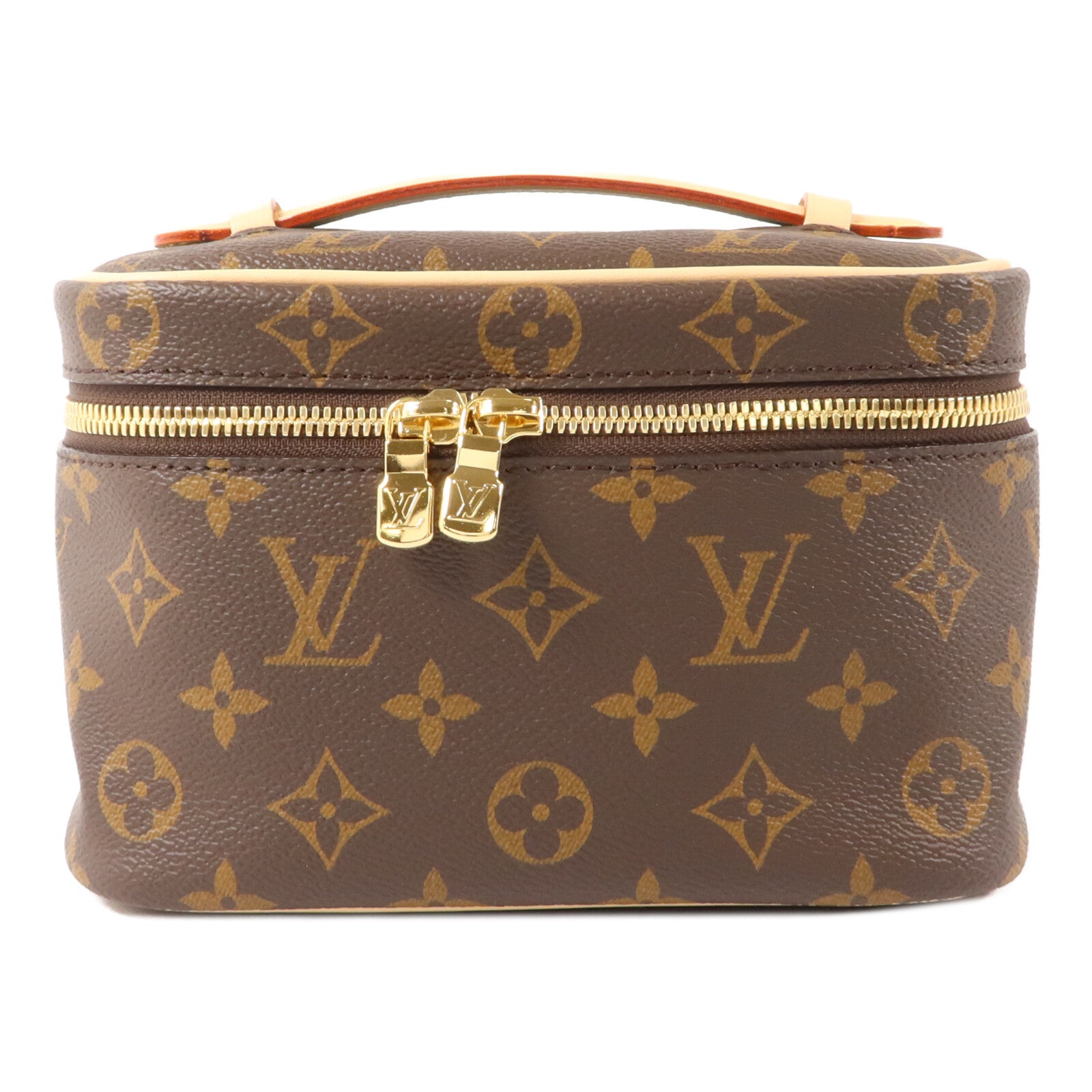 LOUIS VUITTON Monogram Nice Mini金扣手挽袋棕色