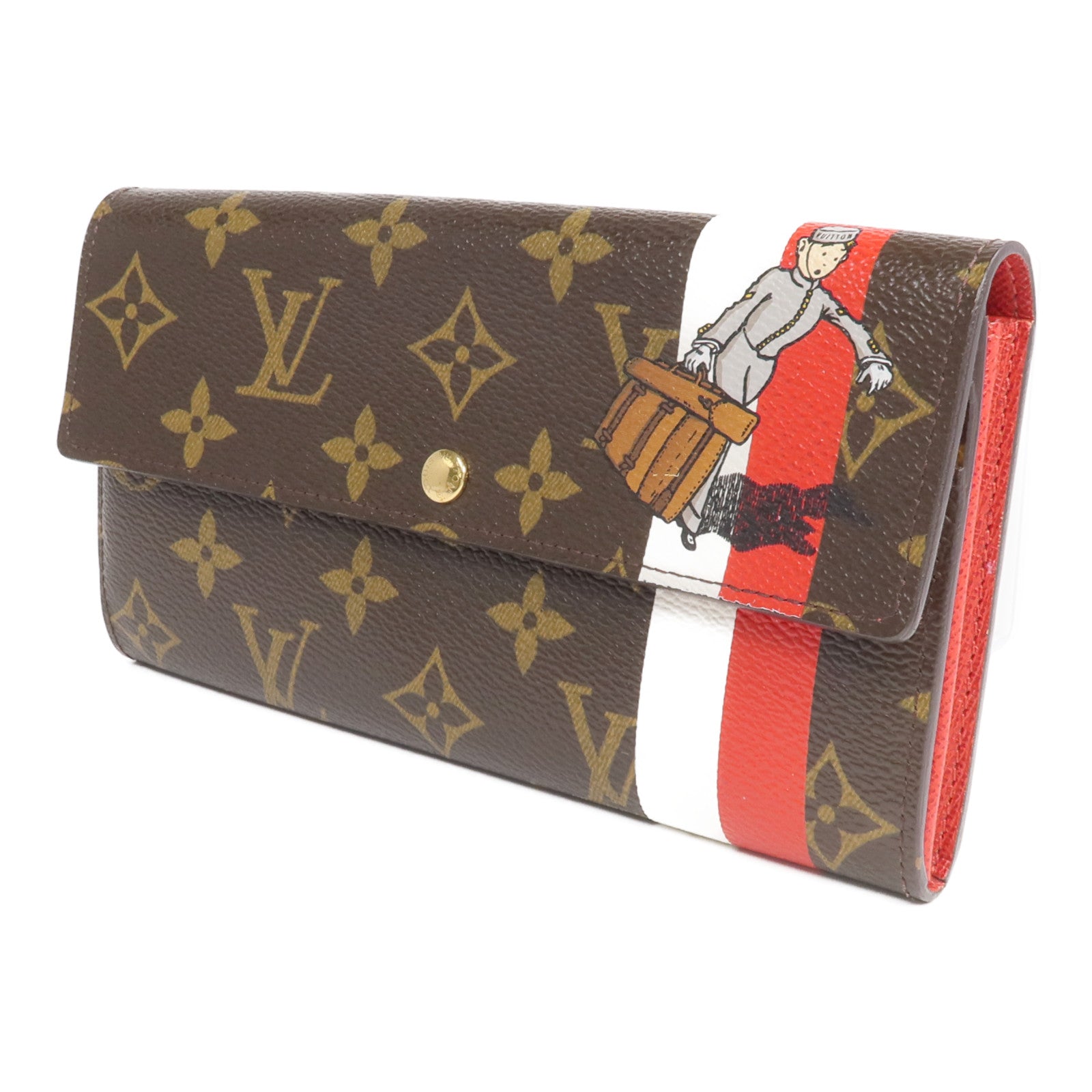 LOUIS VUITTON Monogram Groom Portefeuille Sarah Wallet金扣長錢包