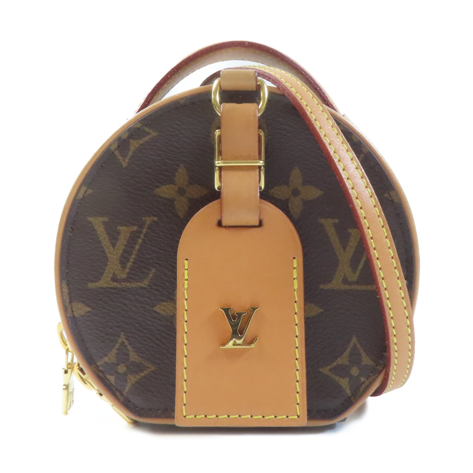LOUIS VUITTON Monogram Mini Boite Chapeau金扣手挽肩背兩用袋棕色