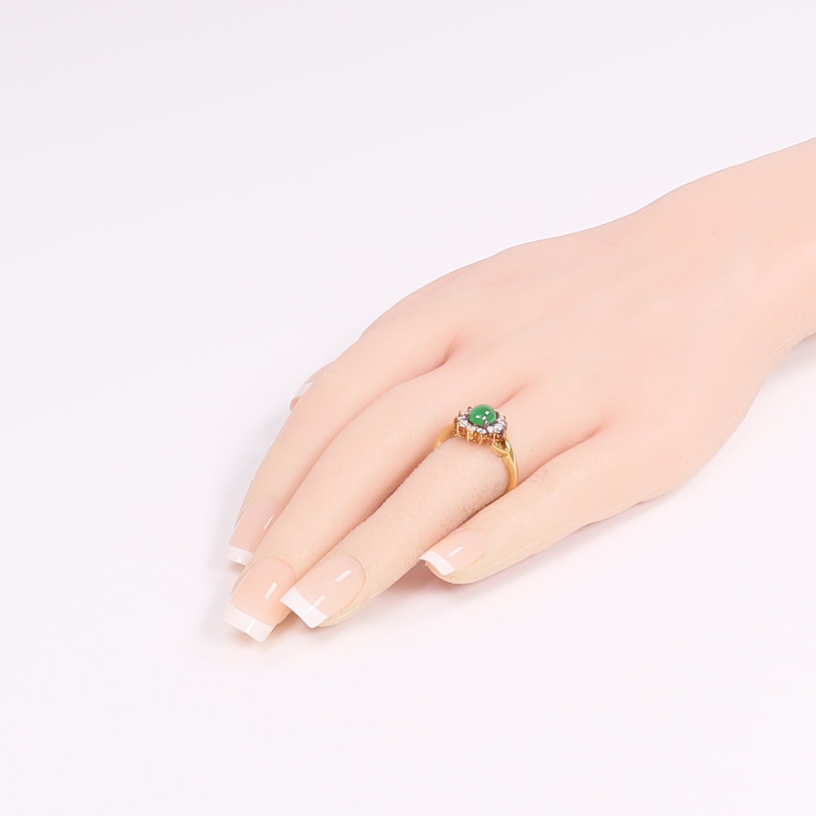 JEWELRY 【激減優惠】18K黃金Jade Diamond Ring翡翠/鑽石戒指US#6