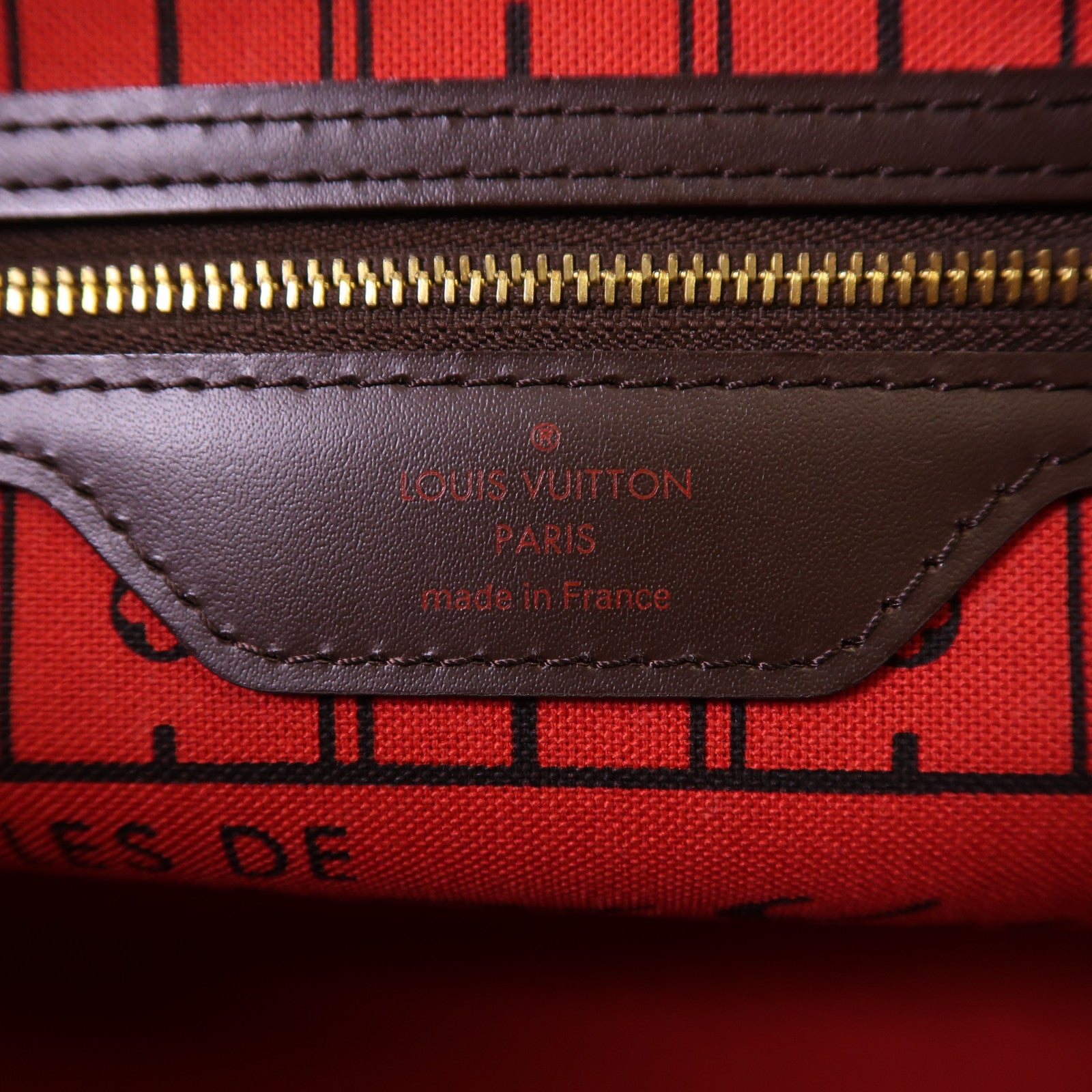 LOUIS VUITTON Damier Neverfull PM金扣手挽袋