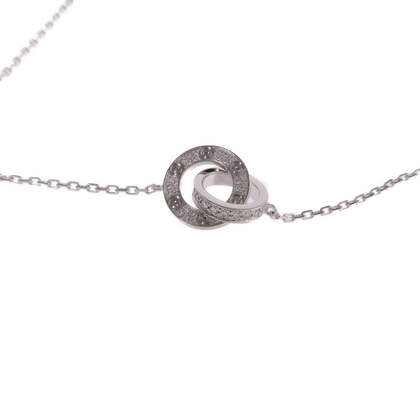 CARTIER 18K白金Love Necklace鑽石項鍊