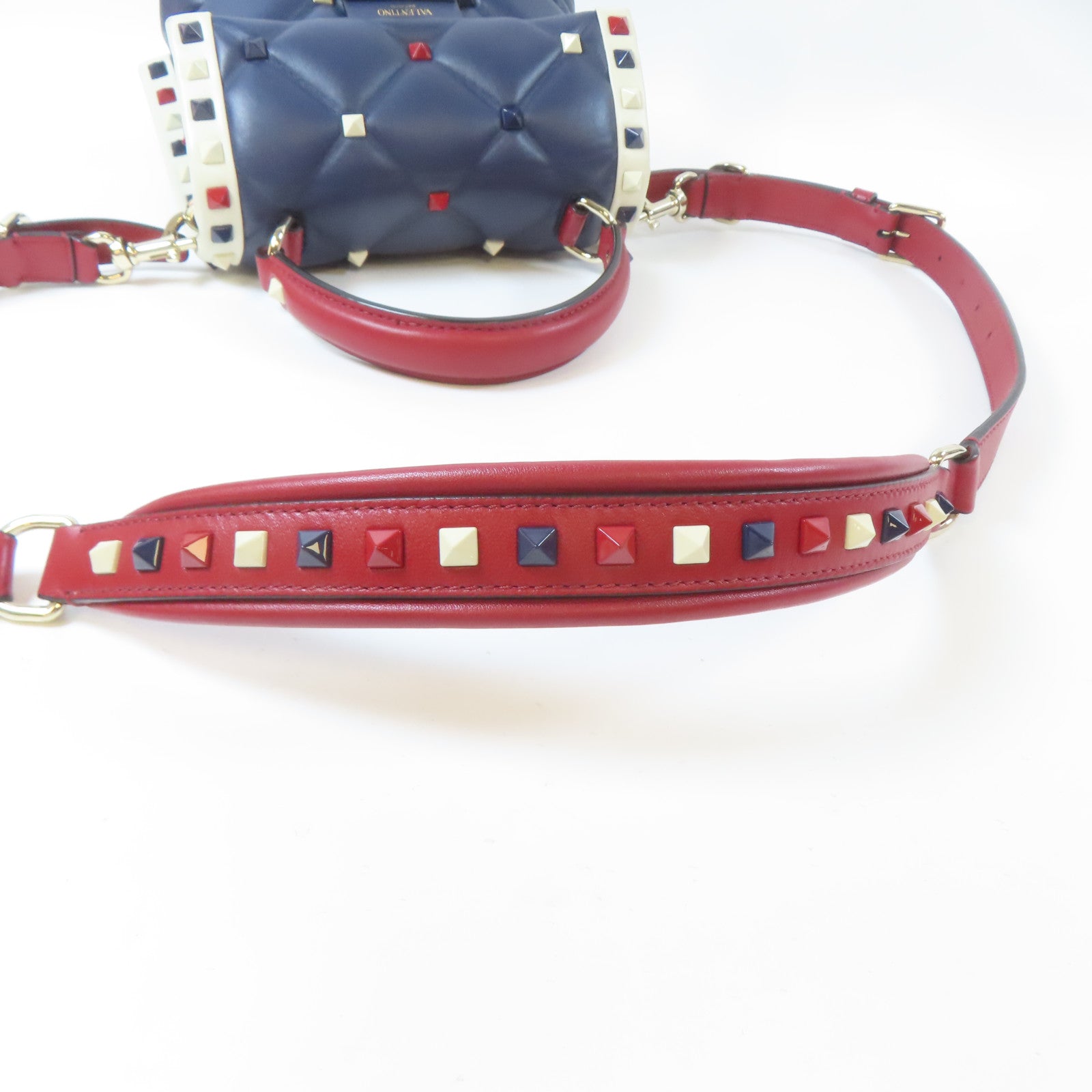 Valentino 牛皮皮革2 Way Shoulder Bag銀扣手挽肩背兩用袋藍色/紅色/白色