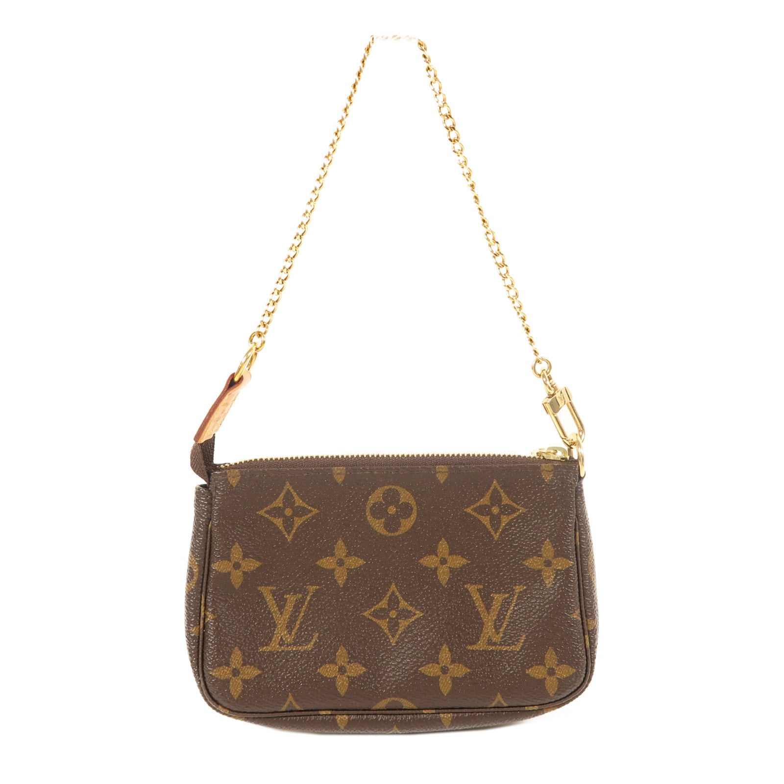 LOUIS VUITTON Monogram Mini Pochette Accessoires金扣手挽袋啡色