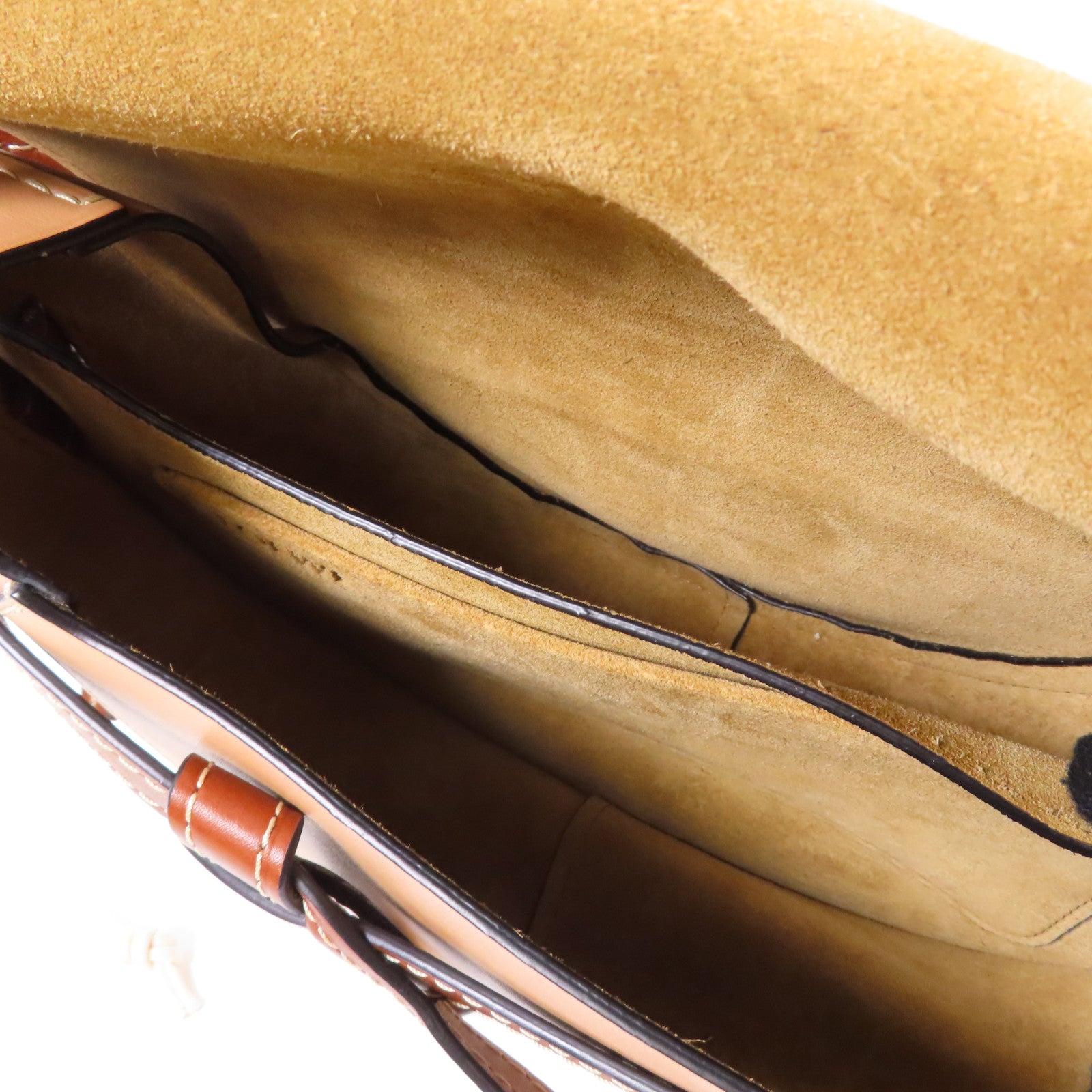 LOEWE 牛皮皮革Gate Bag金扣肩背袋啡色