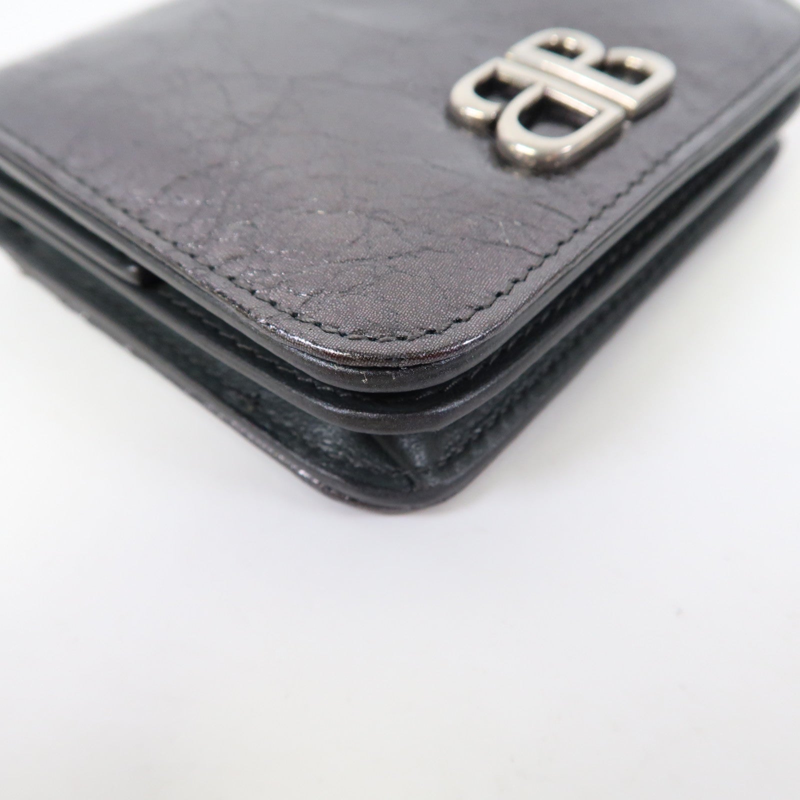 BALENCIAGA 牛皮皮革Wallet銀扣錢包銀灰色