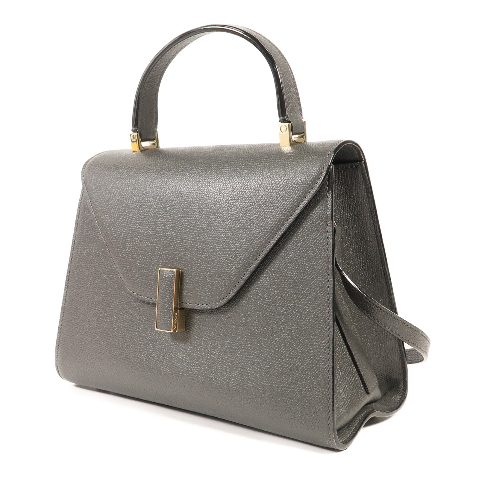Valextra 牛皮皮革Iside Top Handle Medium Bag金扣手挽肩背兩用袋