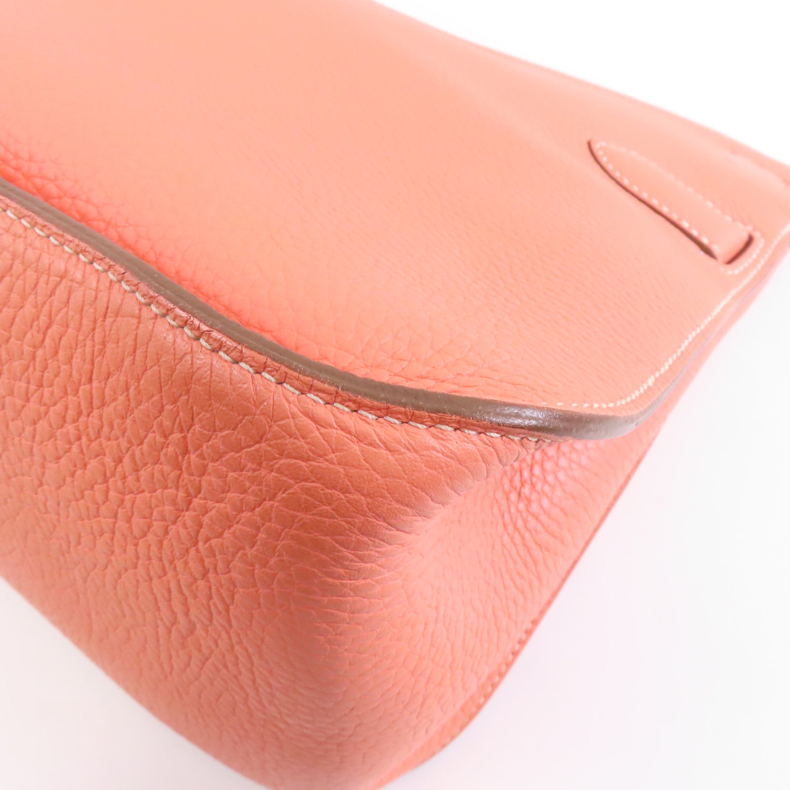 HERMES Clemence皮革Jypsiere 34銀扣肩背袋Crevette/粉紅色