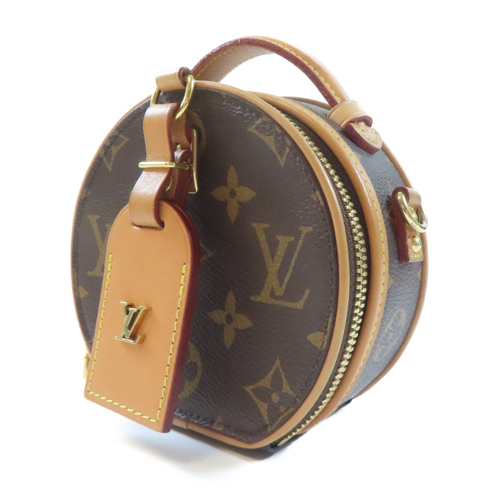 LOUIS VUITTON Monogram Mini Boite Chapeau金扣手挽肩背兩用袋棕色