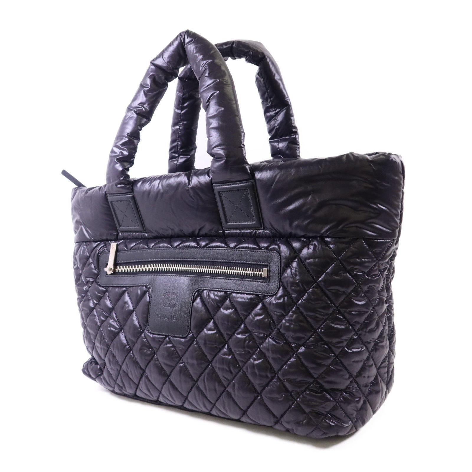 CHANEL 尼龍Coco Cocoon Medium銀扣手挽袋