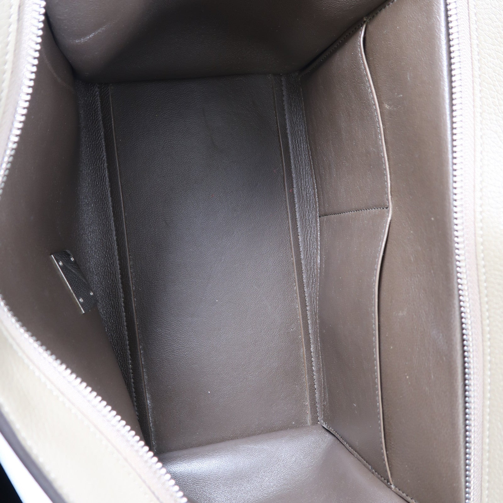 CELINE 牛皮皮革Trapeze銀扣手挽肩背兩用袋灰色/啡色