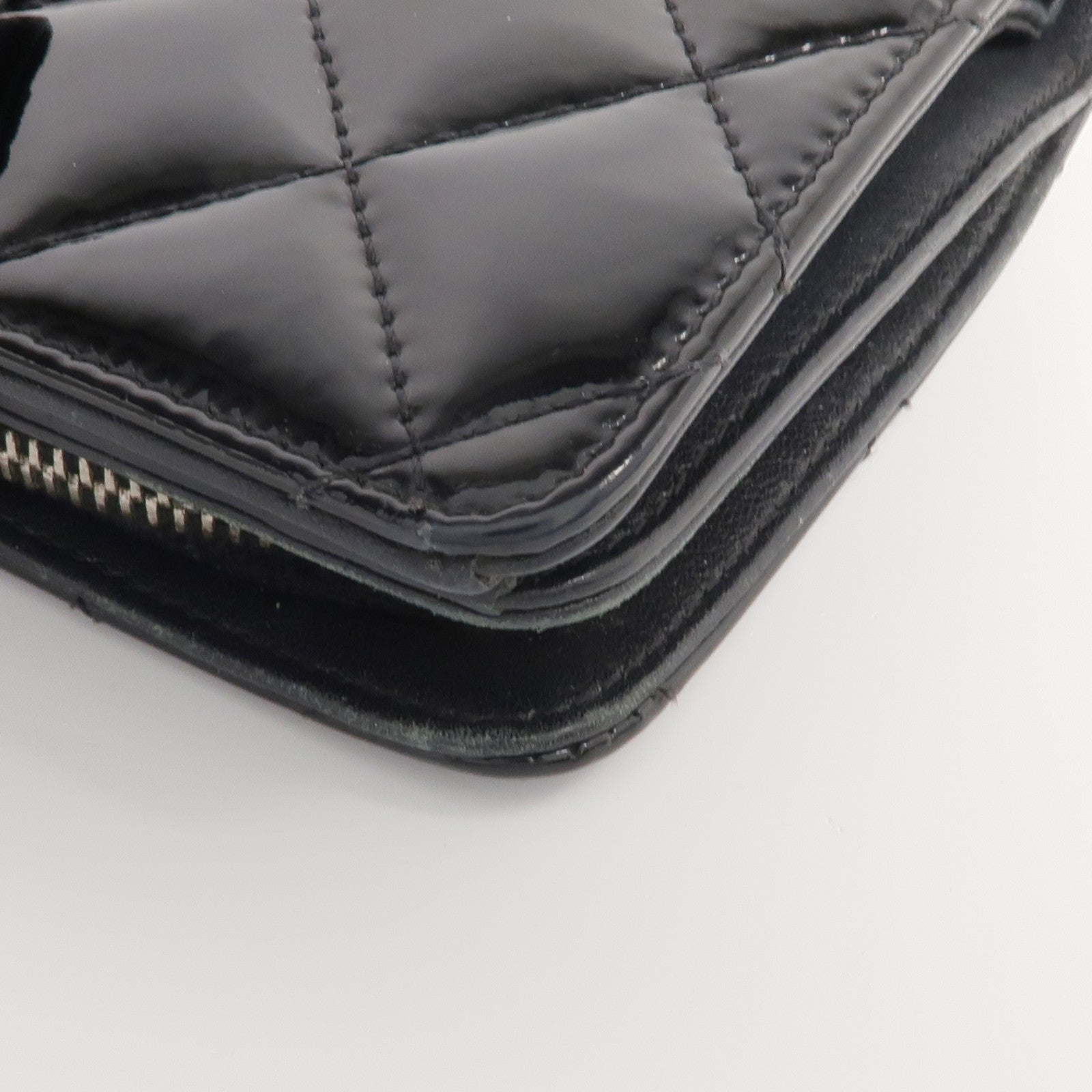CHANEL 漆皮皮革Wallet銀扣錢包