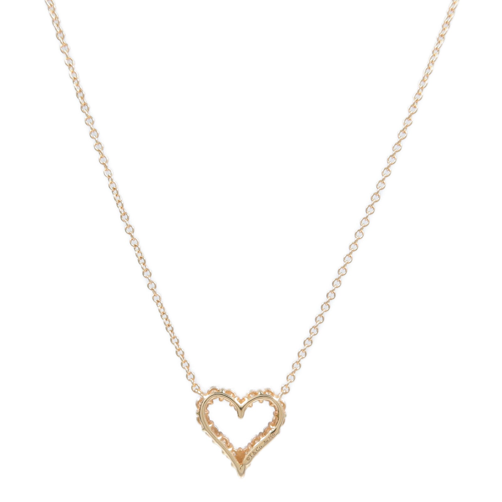TIFFANY＆CO 18K玫瑰金Heart Diamond Pendant鑽石項鍊