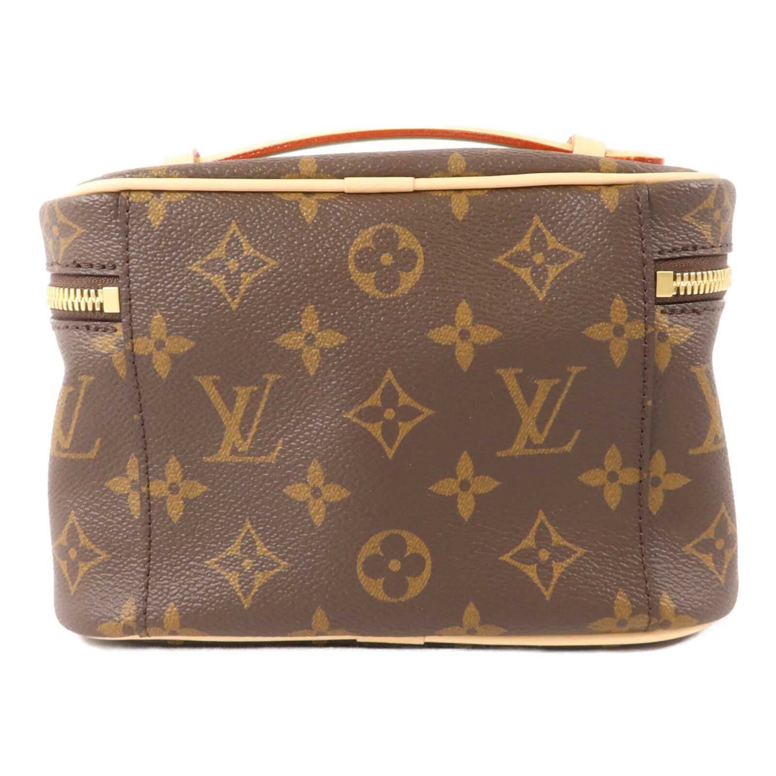 LOUIS VUITTON Monogram Nice Mini金扣手挽袋棕色