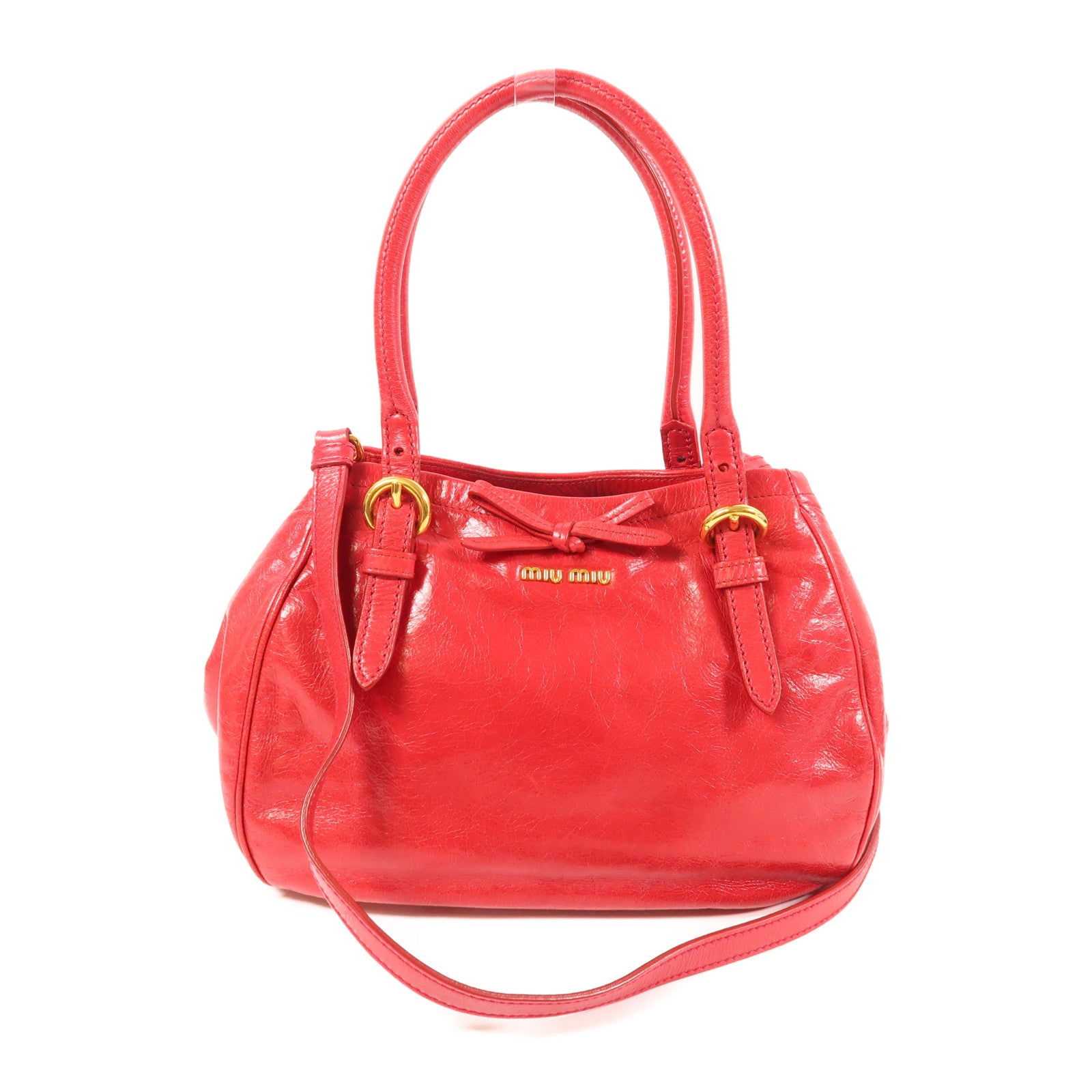 Miu Miu 牛皮皮革2 Way Shoulder金扣手挽肩背兩用袋