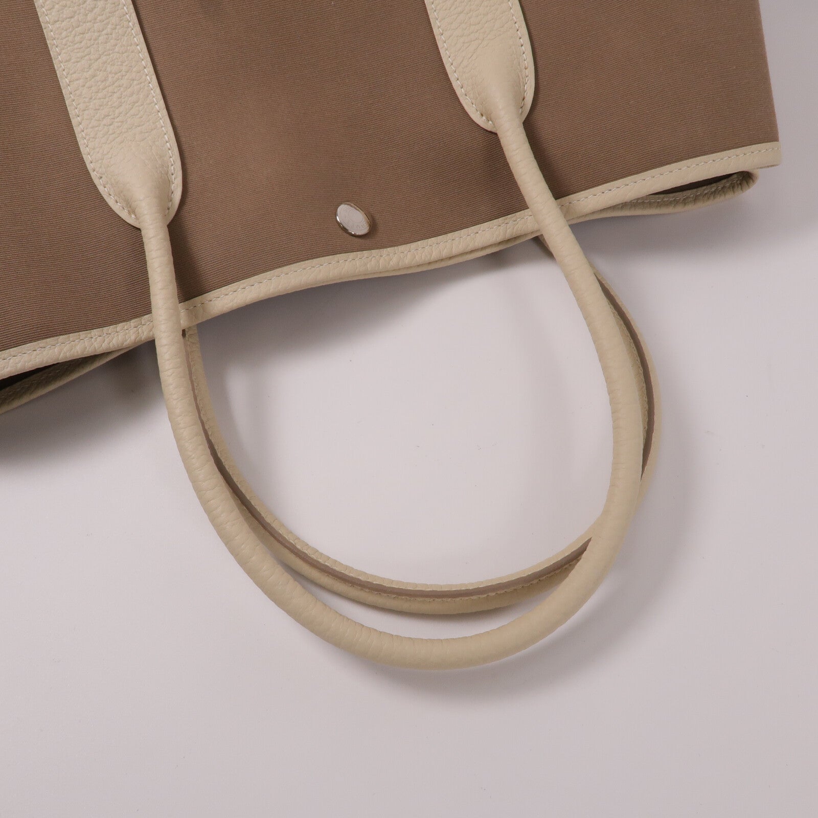 HERMES Toile H帆布Garden Party PM手挽袋Etoupe/Nata