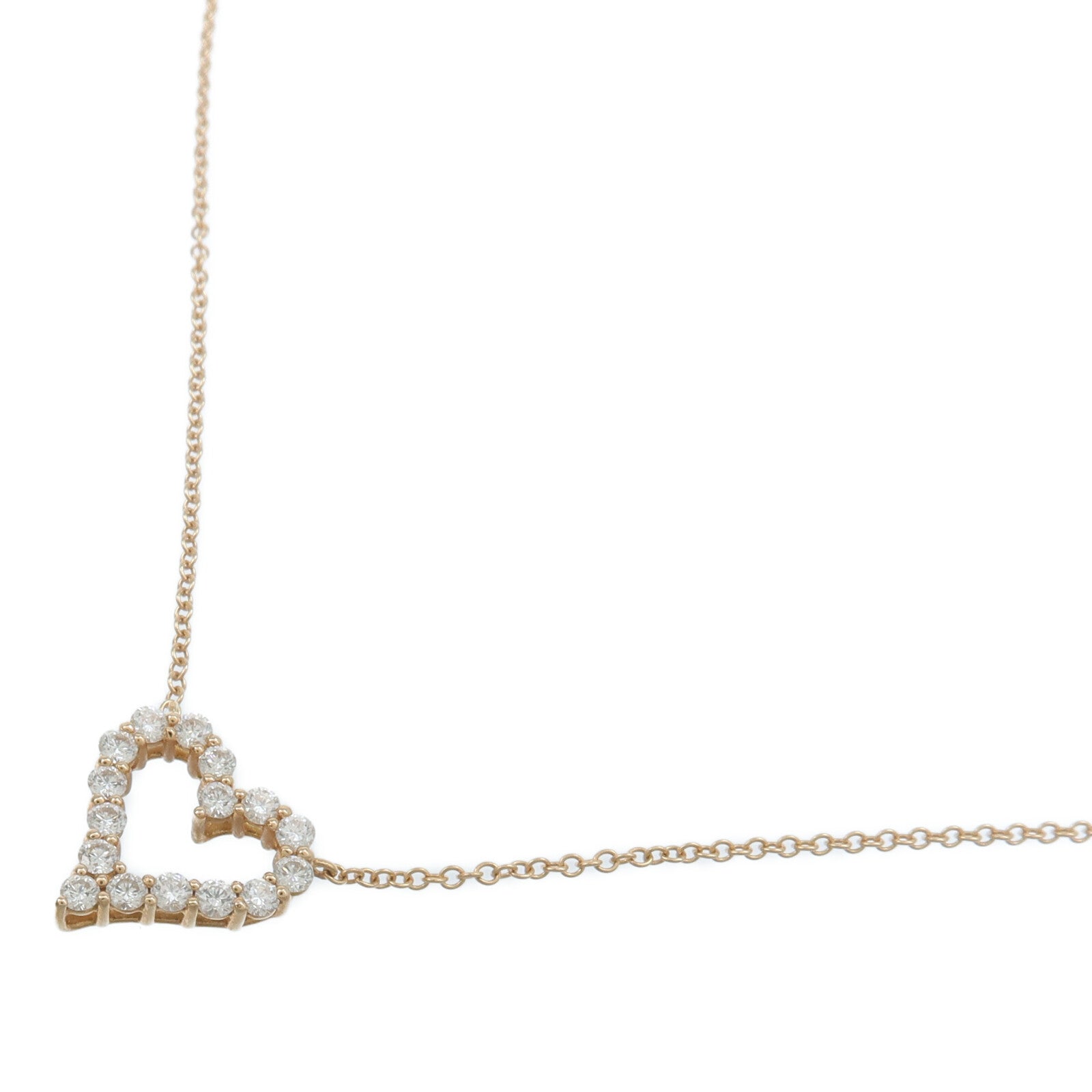 TIFFANY＆CO 18K玫瑰金Heart Diamond Pendant鑽石項鍊