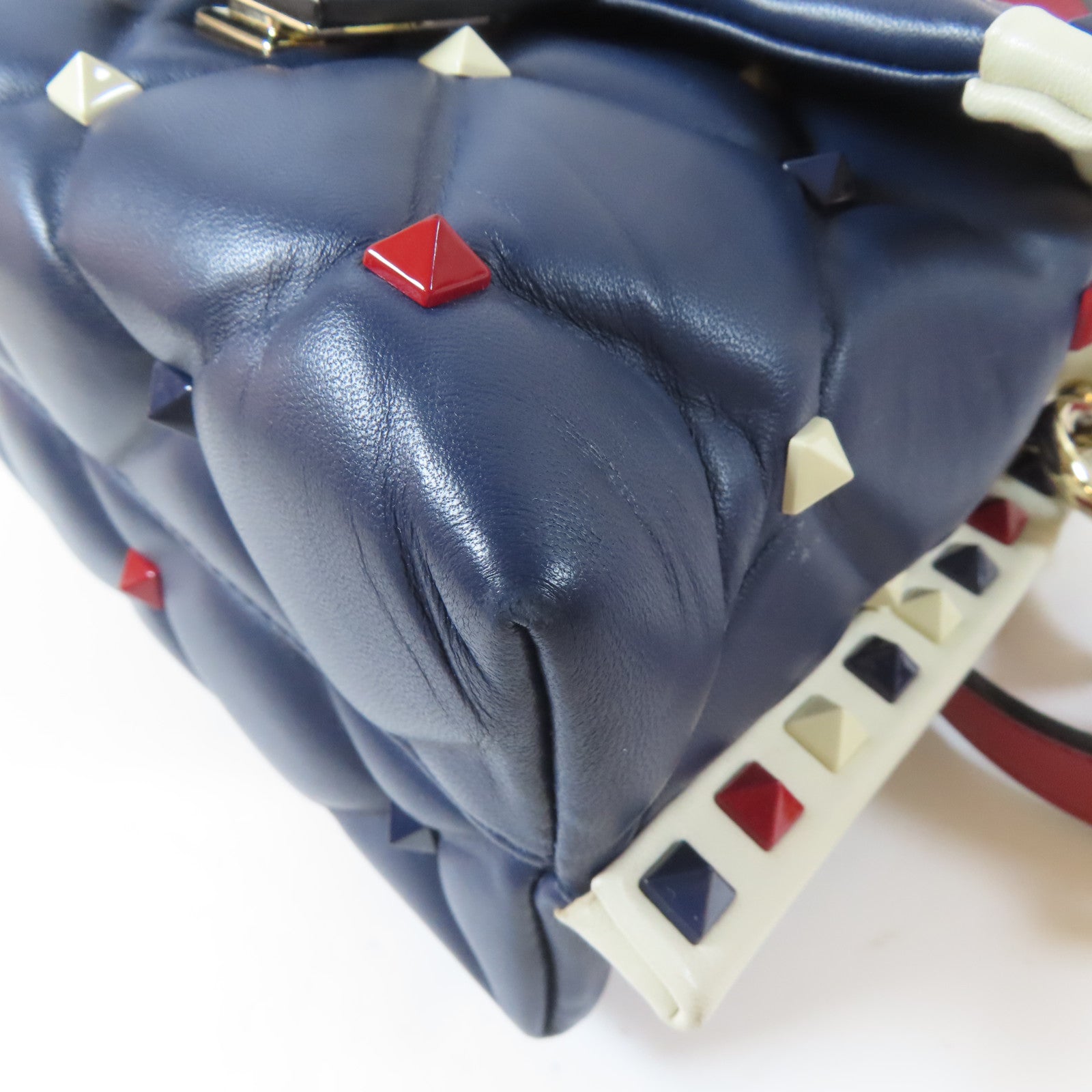 Valentino 牛皮皮革2 Way Shoulder Bag銀扣手挽肩背兩用袋藍色/紅色/白色