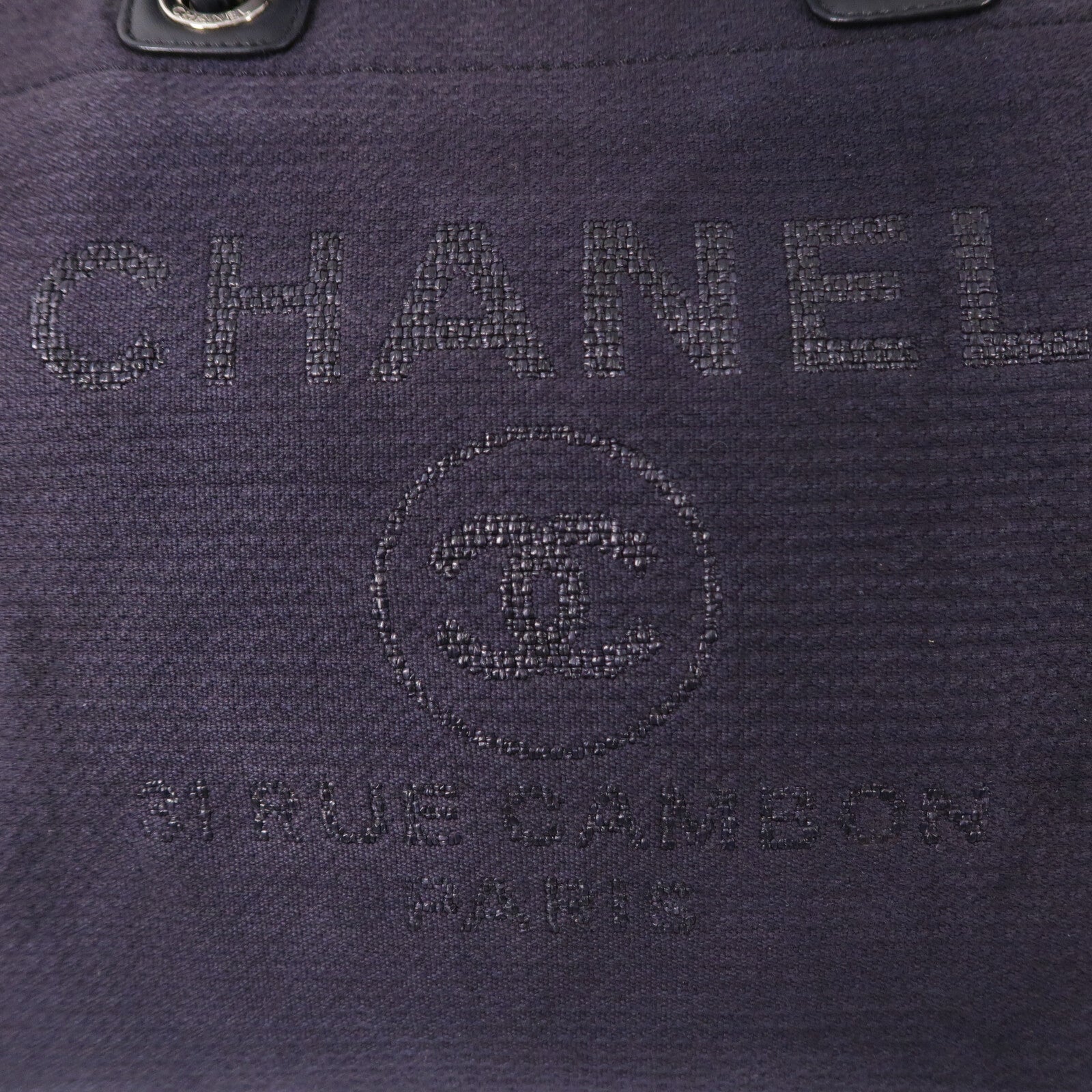 CHANEL 帆布Deauville Tote Medium鏈帶手挽肩背兩用袋