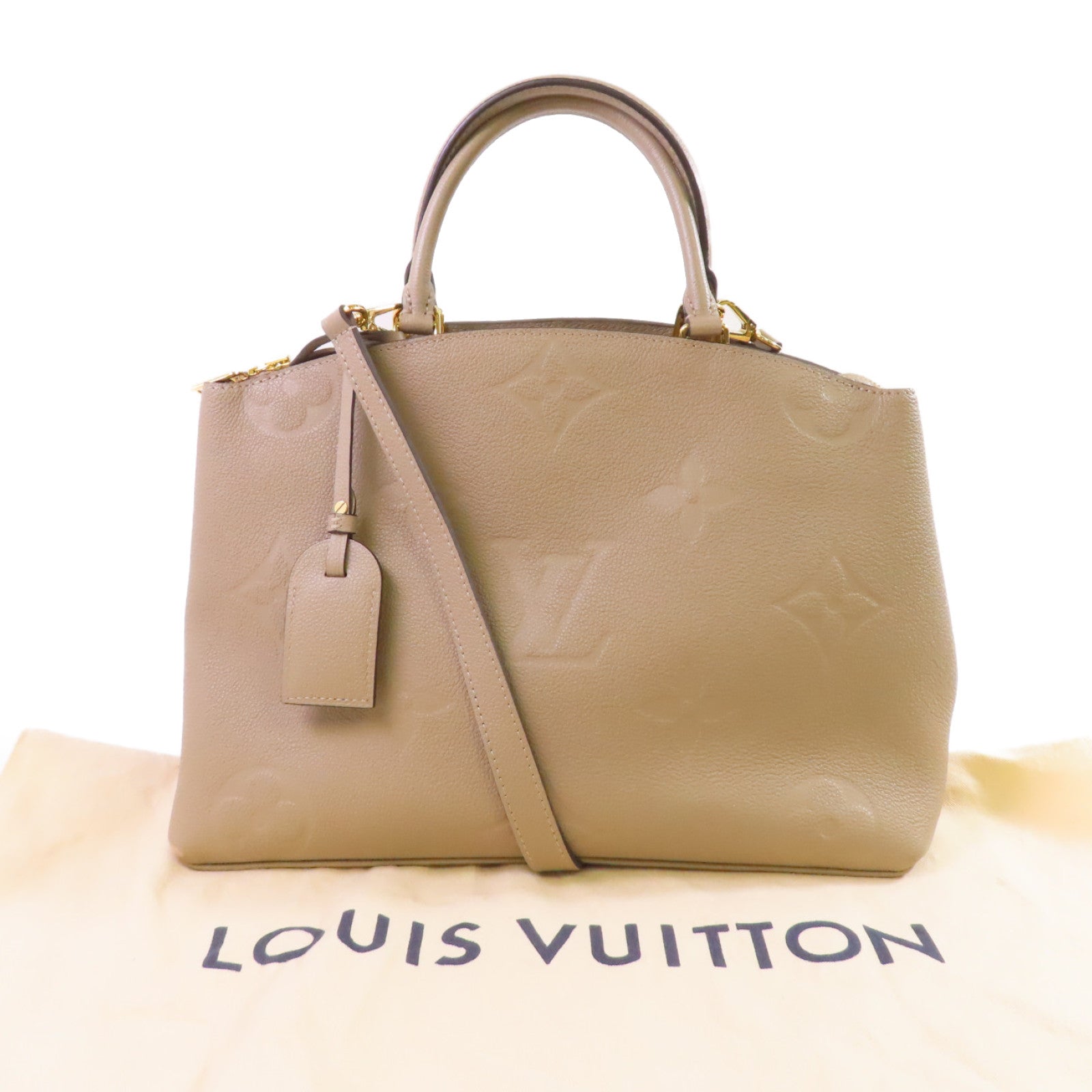LOUIS VUITTON 【激減優惠】Monogram Empreinte Grand Palais 2 Way Shoulder Bag金扣手挽肩背兩用袋杏色