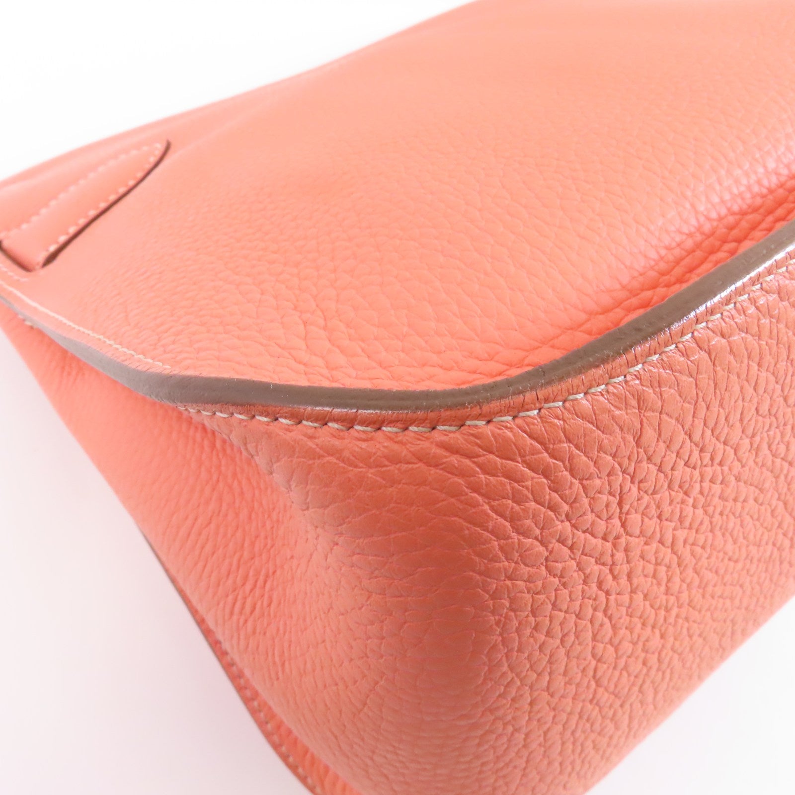HERMES Clemence皮革Jypsiere 34銀扣肩背袋Crevette/粉紅色