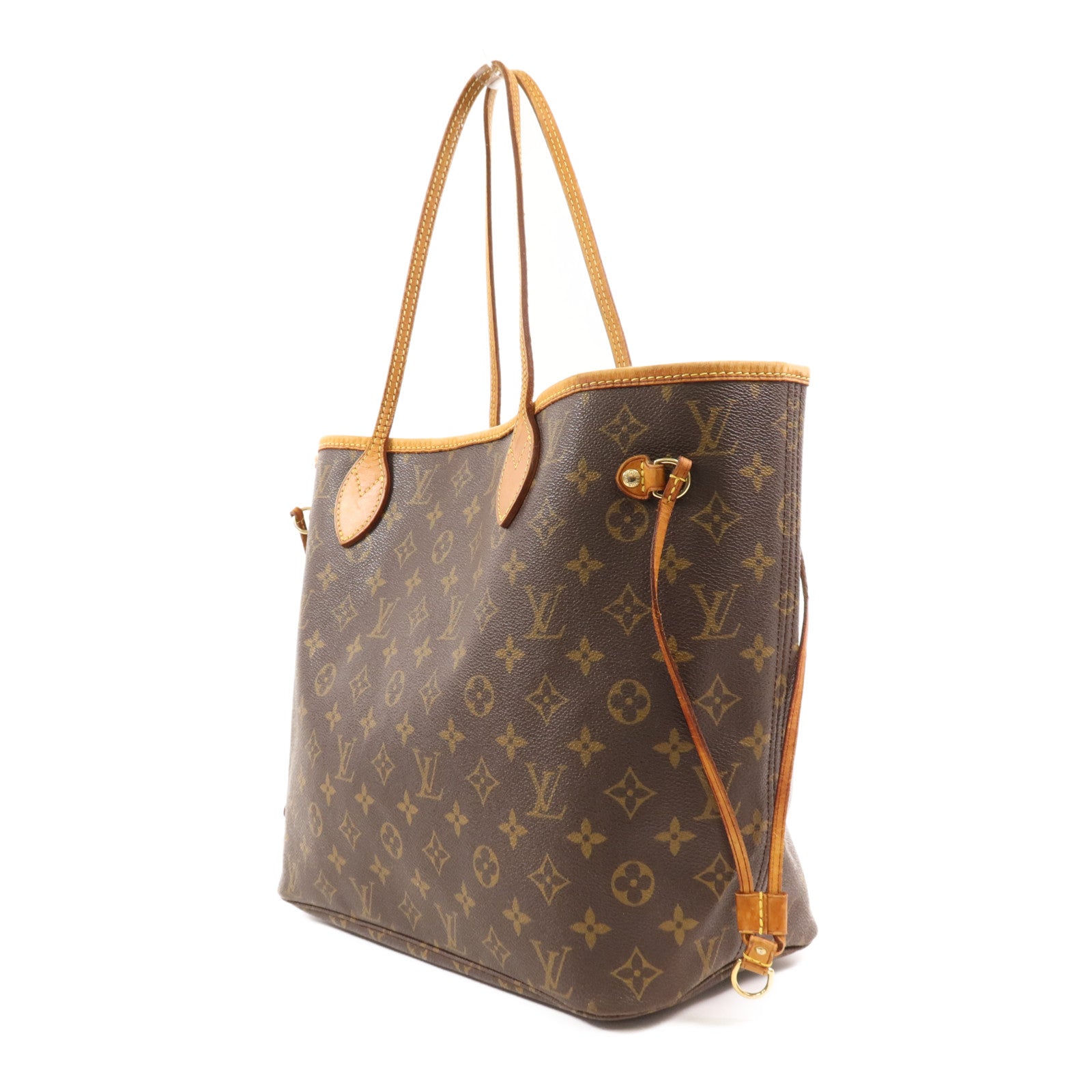 LOUIS VUITTON Monogram Neverfull MM金扣手挽袋