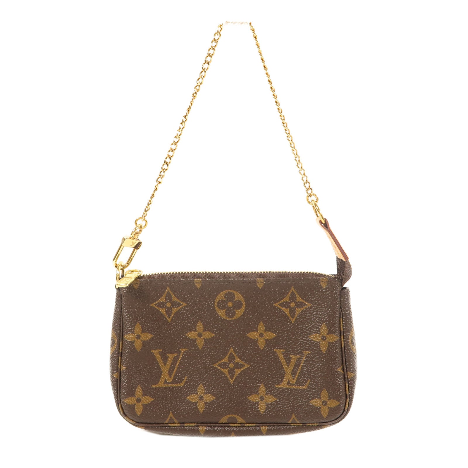LOUIS VUITTON Monogram Mini Pochette Accessoires金扣手挽袋啡色