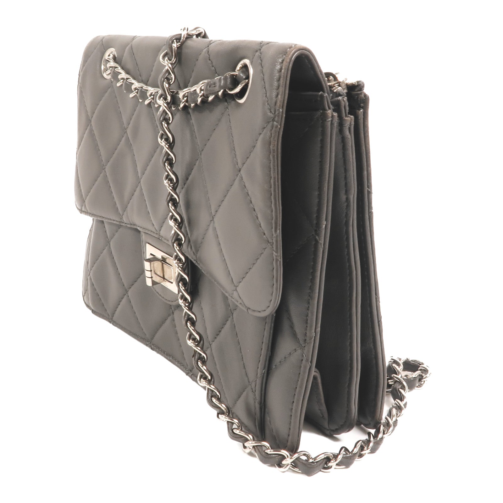 CHANEL 【激減優惠】羊皮皮革Chain Shoulder銀扣鏈帶肩背袋