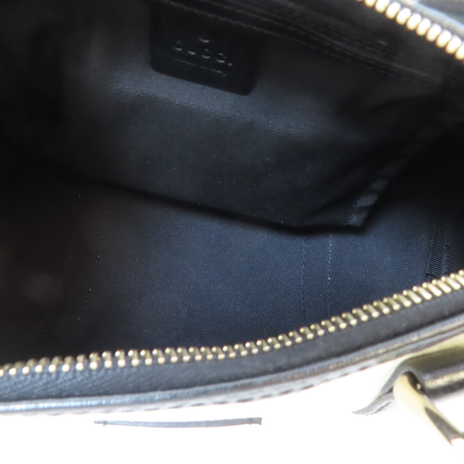 GUCCI 塗層帆布Mini Boston Bag金扣手挽袋白色/黑色