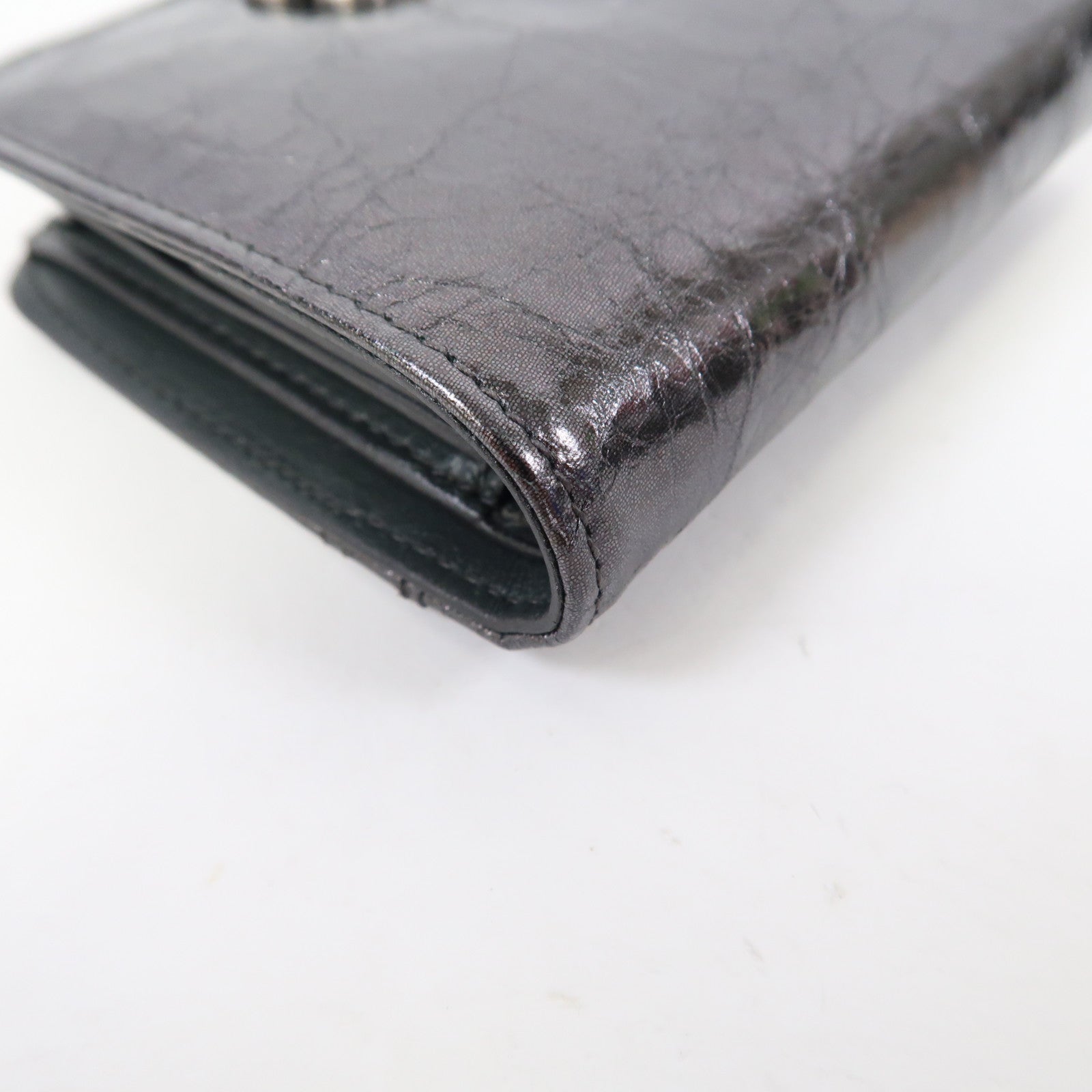 BALENCIAGA 牛皮皮革Wallet銀扣錢包銀灰色