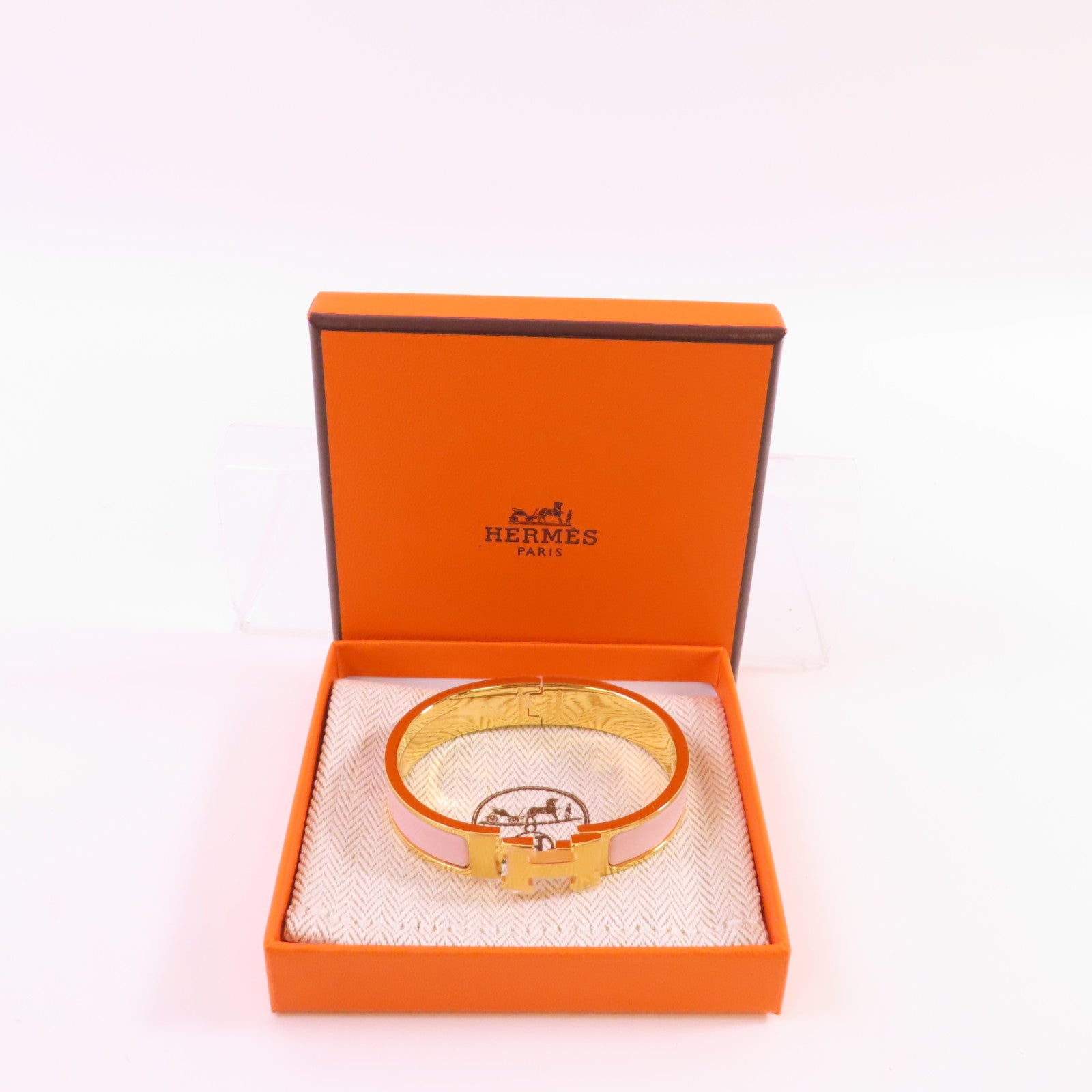 HERMES 金屬/琺瑯Clic H Bracelet金扣手鐲