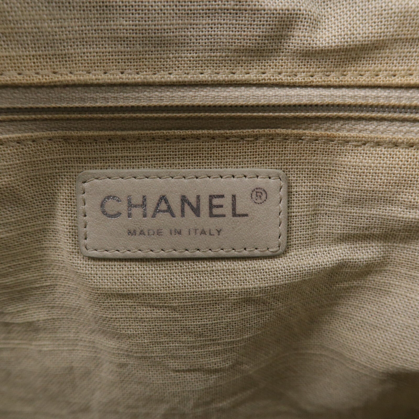 CHANEL 帆布Deauville Tote Medium鏈帶手挽肩背兩用袋