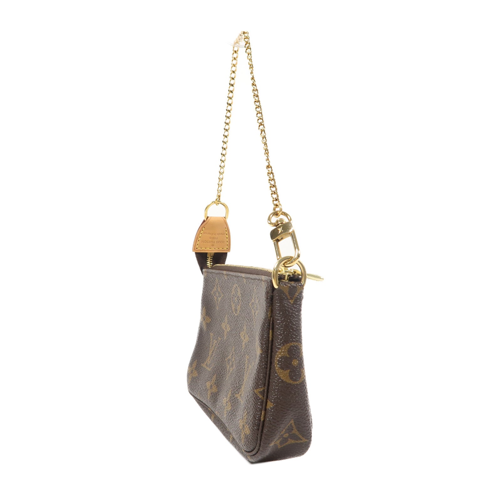 LOUIS VUITTON Monogram Mini Pochette Accessoires金扣手挽袋啡色