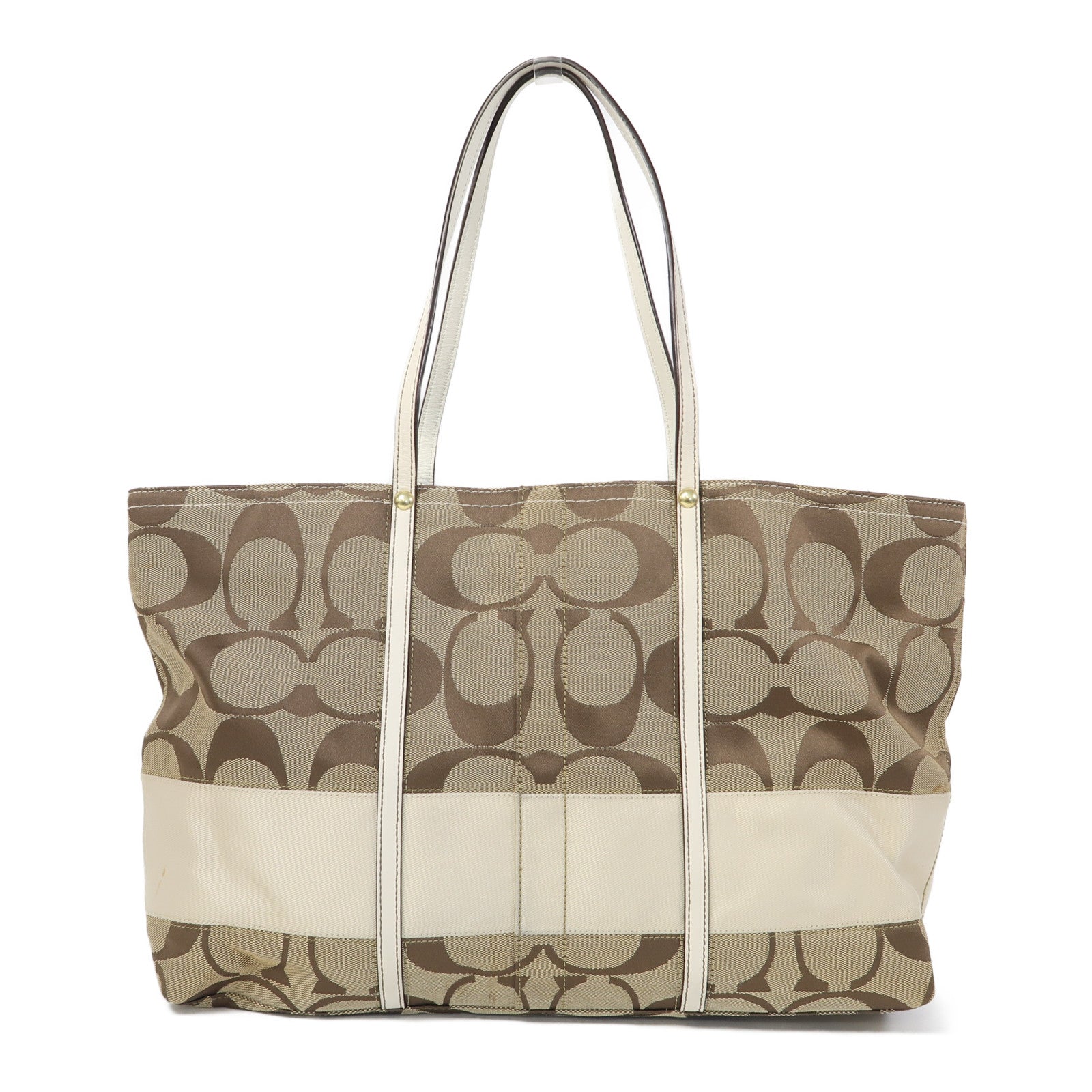 COACH 帆布Tote Bag金扣肩背袋啡色