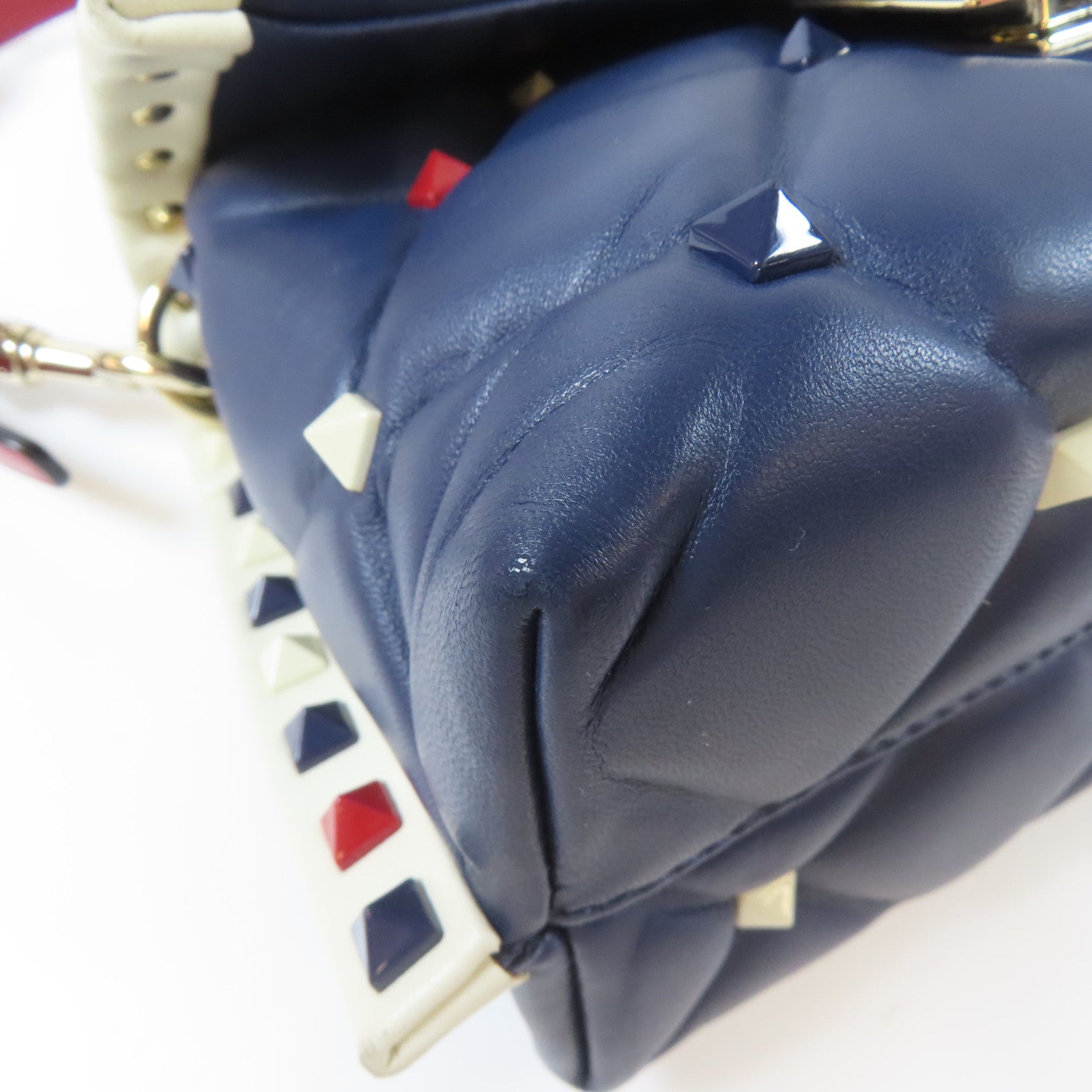 Valentino 牛皮皮革2 Way Shoulder Bag銀扣手挽肩背兩用袋藍色/紅色/白色