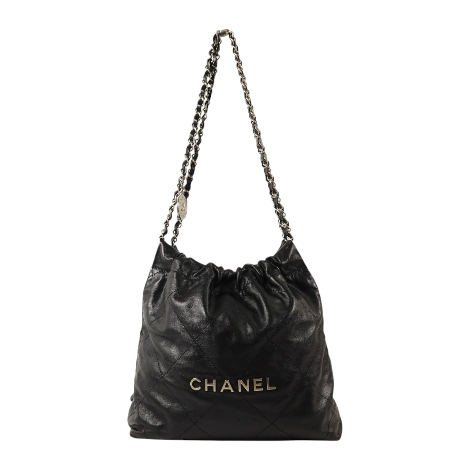 CHANEL 牛皮皮革Chanel 22 Small銀扣鏈帶肩背袋