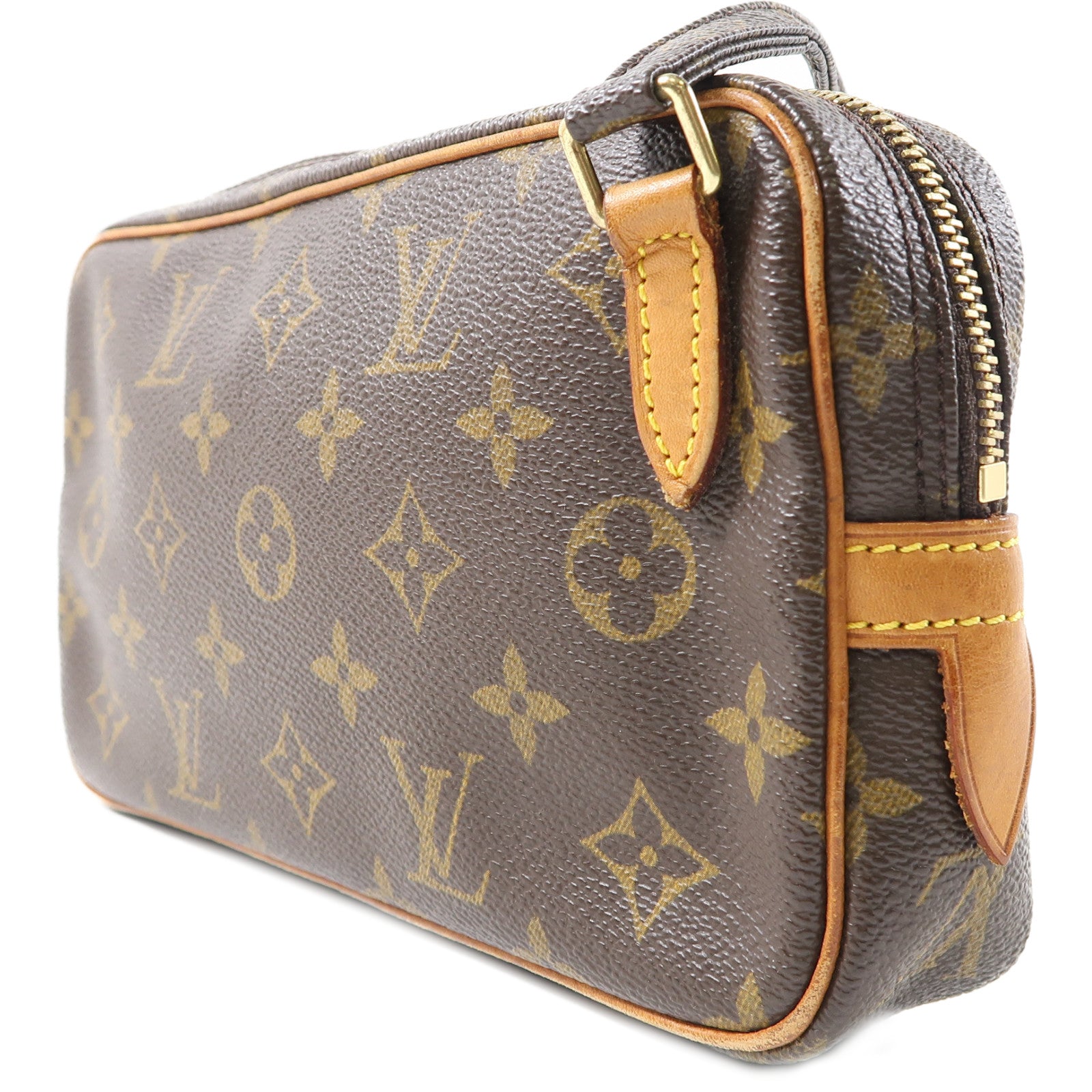 LOUIS VUITTON Monogram Pochette Marly Bandouliere金扣肩背袋啡色