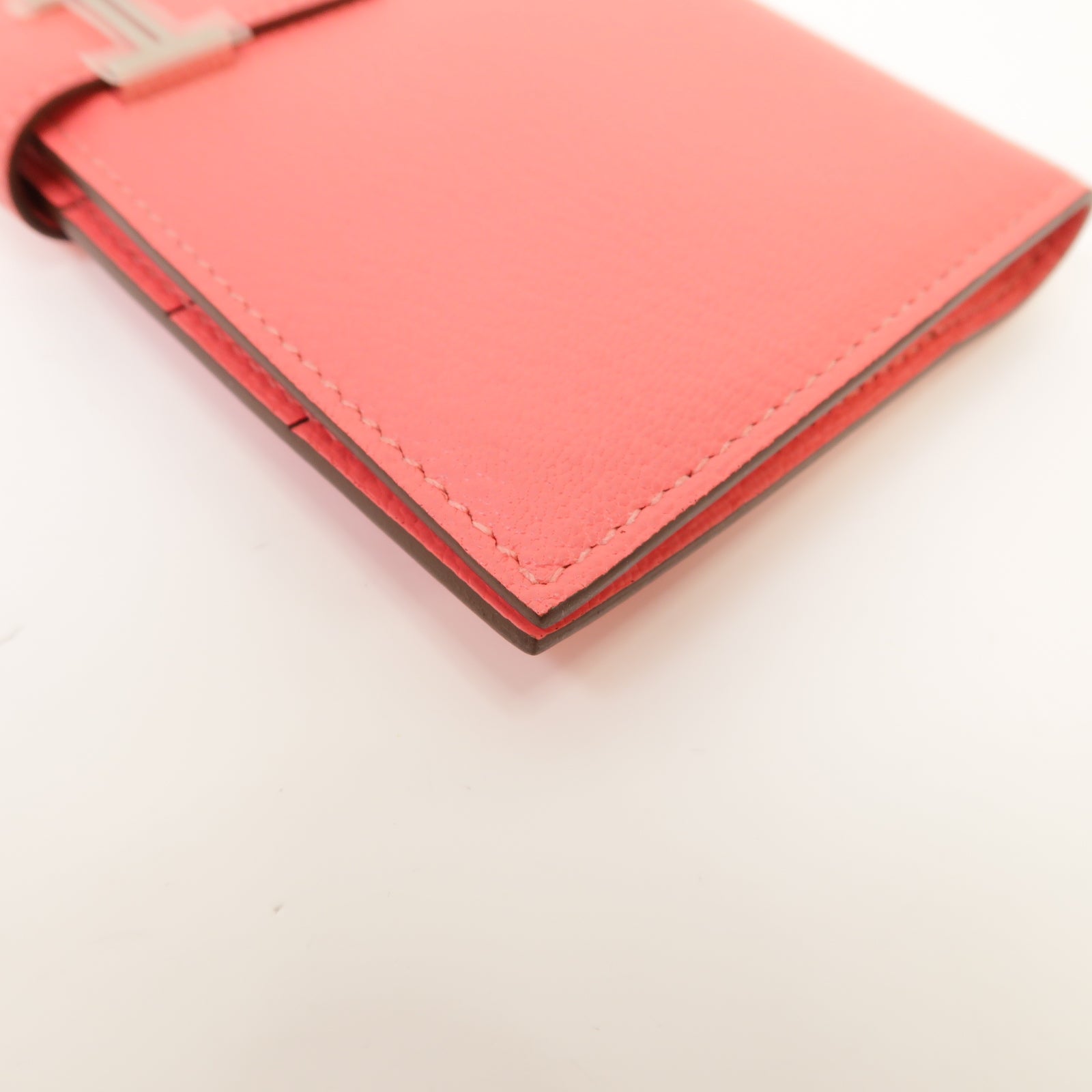 HERMES **【激減優惠】Chevre皮革Bearn Wallet銀扣長錢包粉紅色