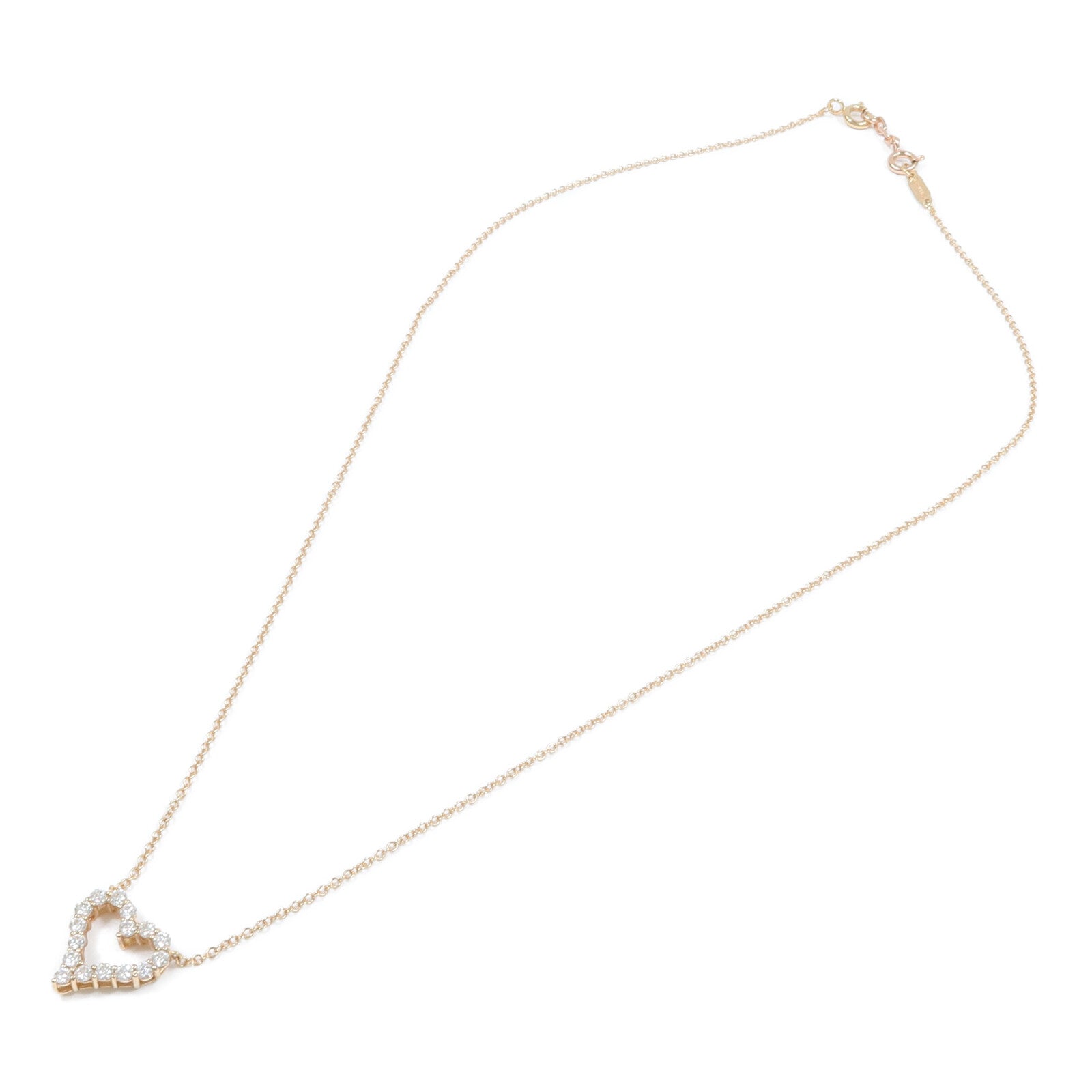 TIFFANY＆CO 18K玫瑰金Heart Diamond Pendant鑽石項鍊