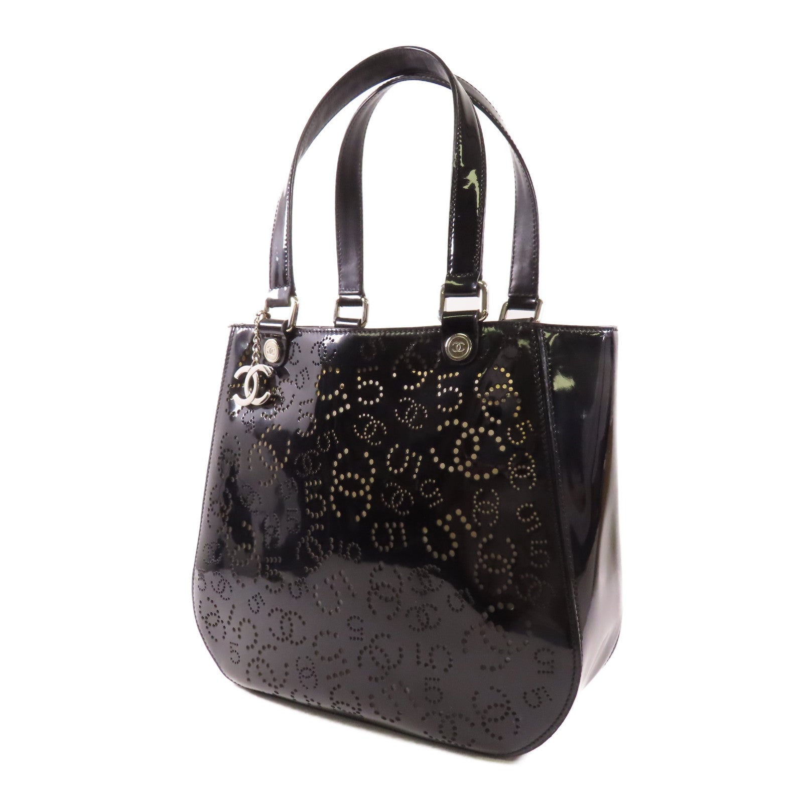 CHANEL 漆皮皮革No.5 Coco Mark Tote Bag銀扣肩背袋