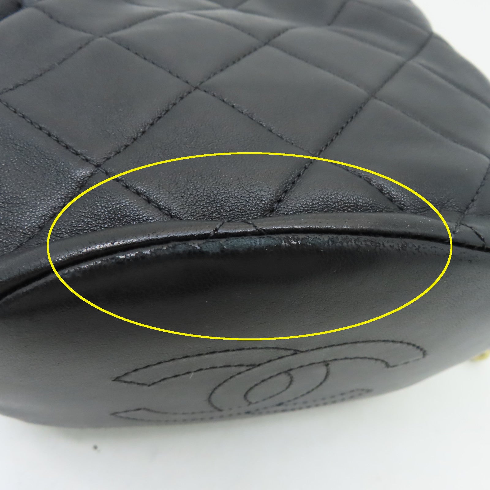 CHANEL 菱格牛皮皮革Chain Shoulder金扣手挽肩背兩用袋黑色