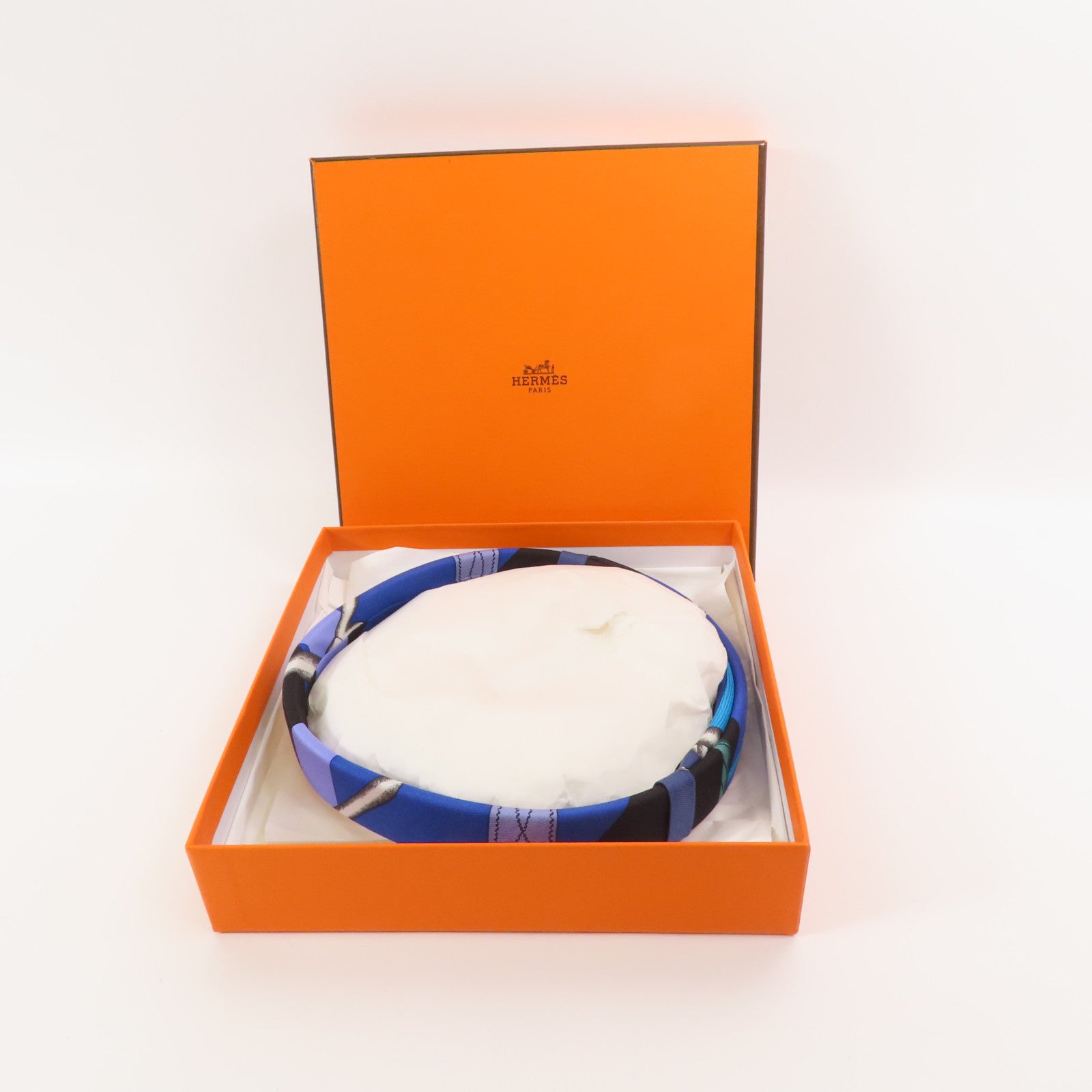 HERMES 絲質Hair Band頭箍Blue