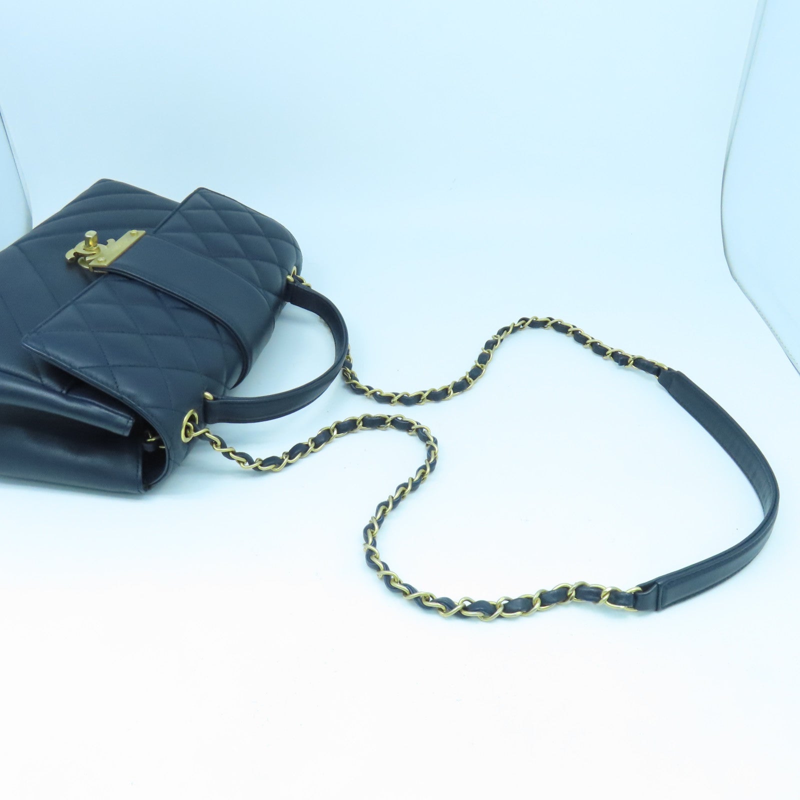 CHANEL 【激減優惠】牛皮皮革In the City金扣手挽肩背兩用袋深藍色